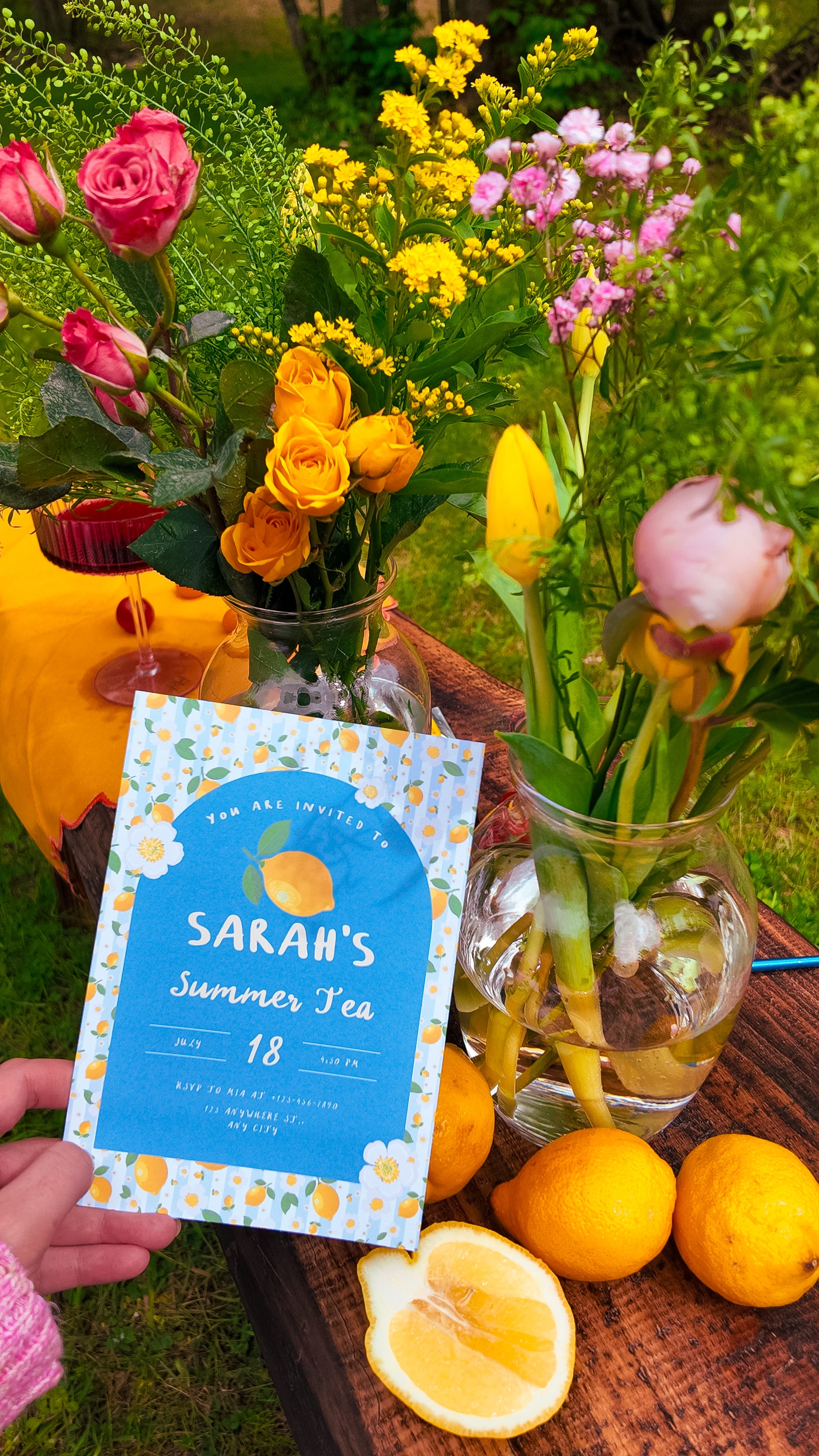 Summer Tea Party Invite and Menu Canva Template 🍋