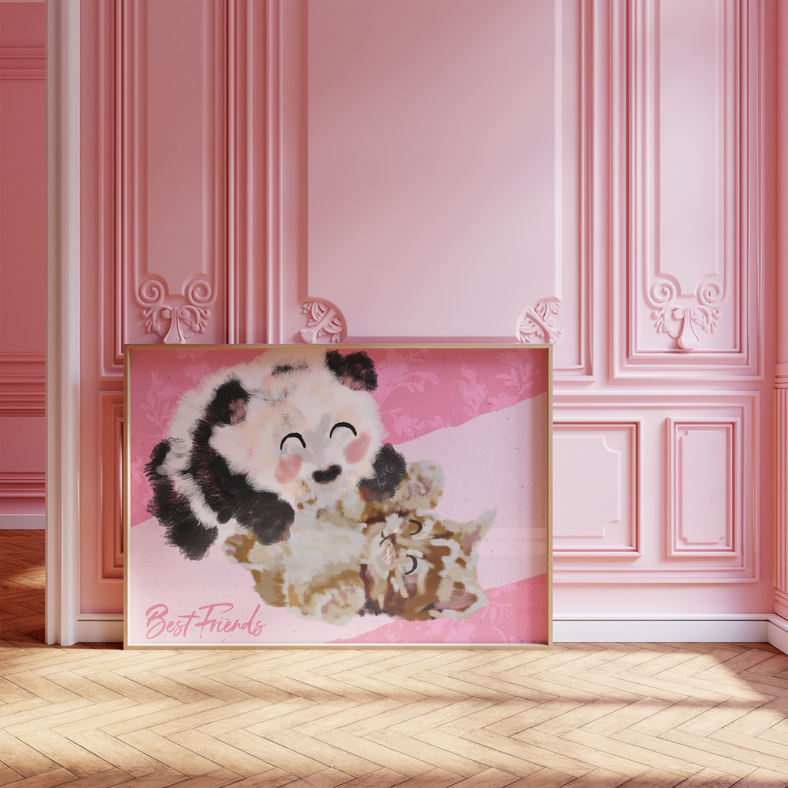 Best Friends Panda and Kitten Fine Art Print 🐼