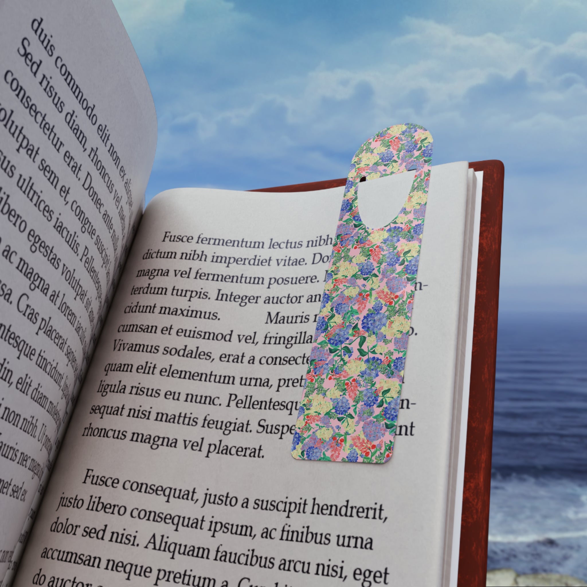 Pastel Hydrangea Metal Bookmark with painted hydrangeas — view 5 of 5