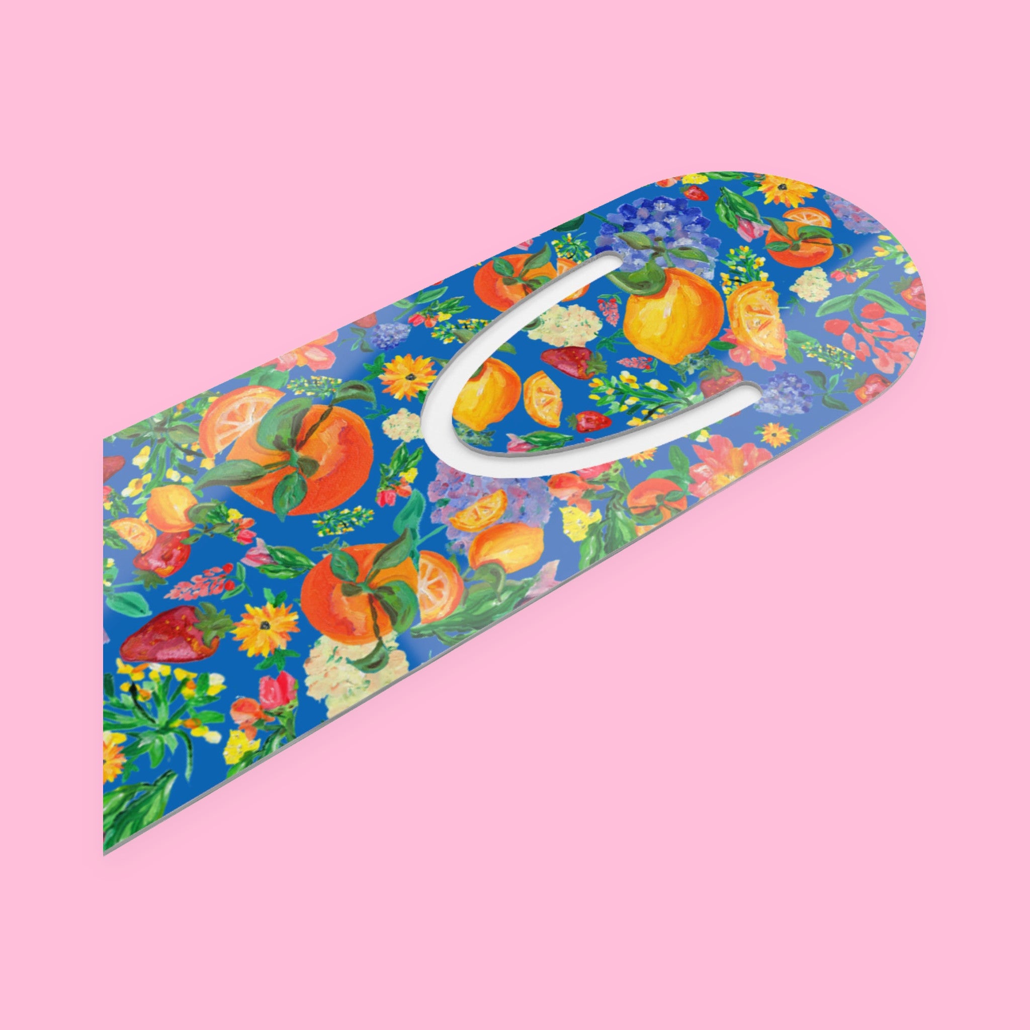 Blue Lemon & Wildflower Metal Bookmark with hand-painted lemons — view 4 of 5