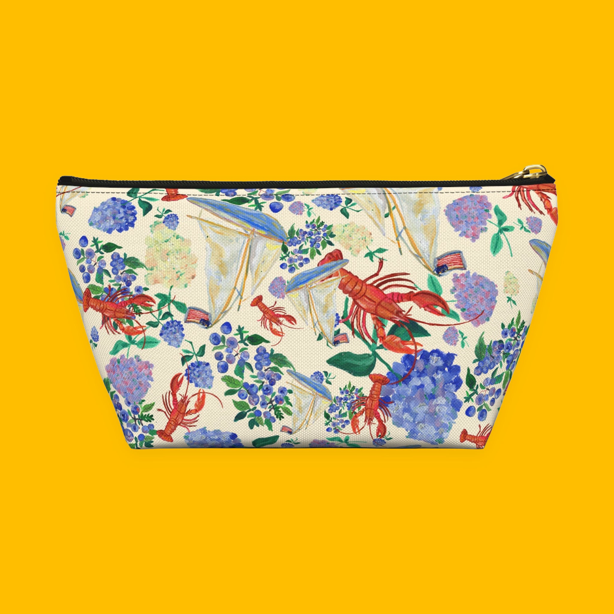 Nautical Hydrangea Accessory Pouch with painted hydrangeas — view 4 of 9