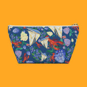 Nautical Sailboat & Lobster Accessory Pouch with sailboats, lobsters and seaside florals — view 7 of 9