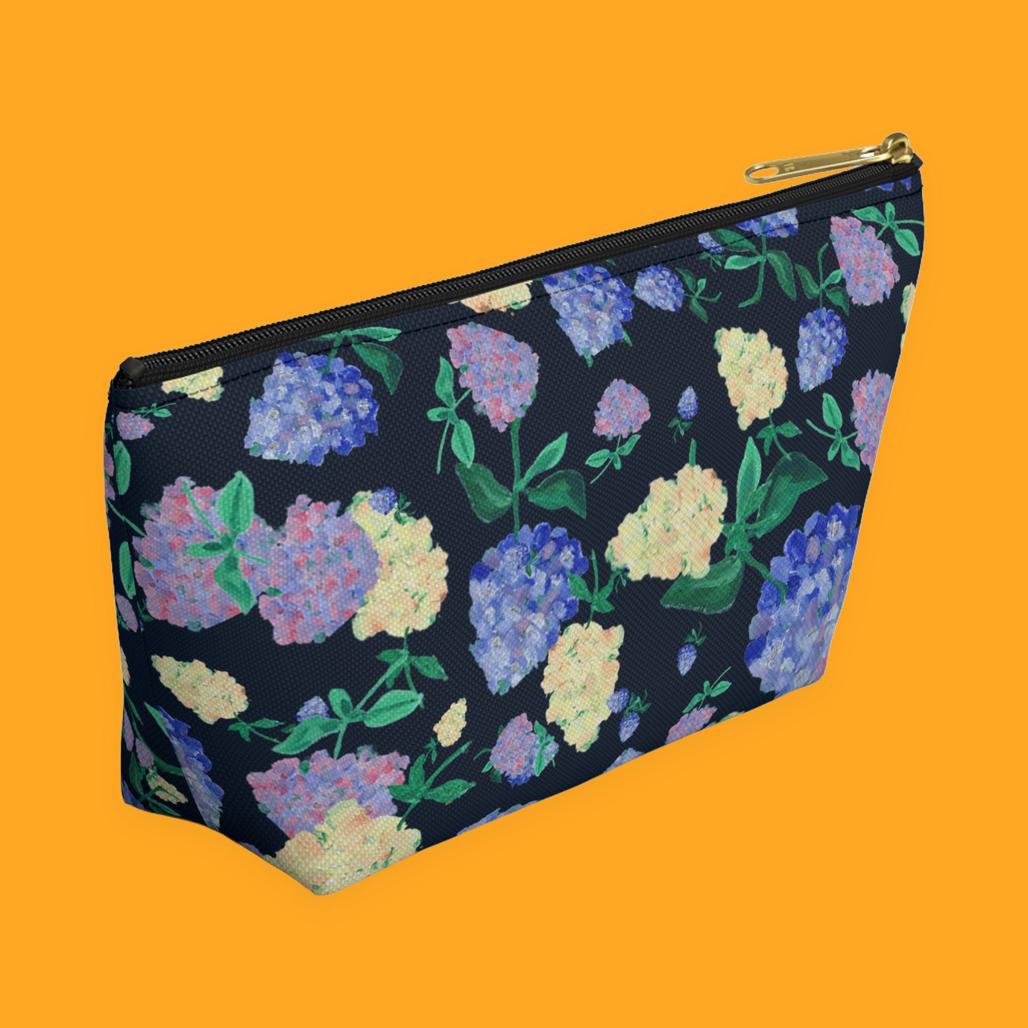 Hydrangea Floral Accessory Pouch with painted hydrangeas — view 6 of 9