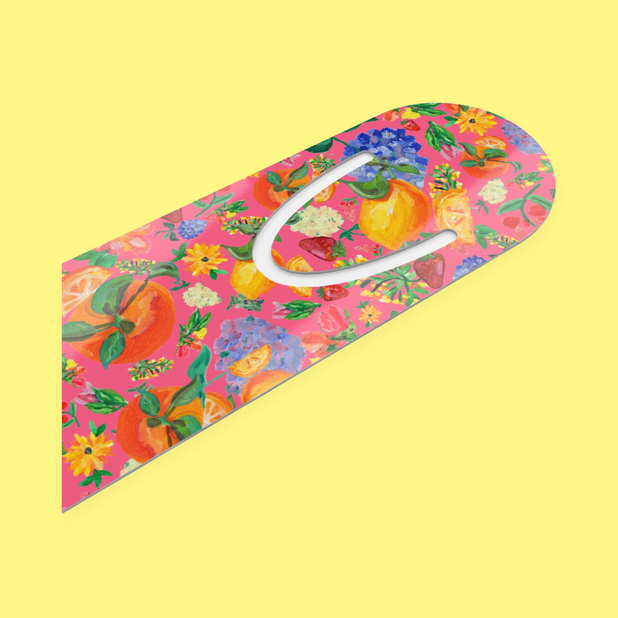 Floral Citrus Metal Bookmark with hand-painted lemons — view 4 of 5