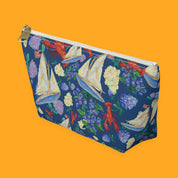 Nautical Sailboat & Lobster Accessory Pouch with sailboats, lobsters and seaside florals — view 8 of 9