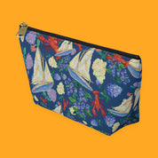 Nautical Sailboat & Lobster Accessory Pouch with sailboats, lobsters and seaside florals — view 5 of 9