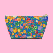 Citrus Garden in Blue Accessory Pouch with hand-painted lemons, oranges and blossoms — view 9 of 11