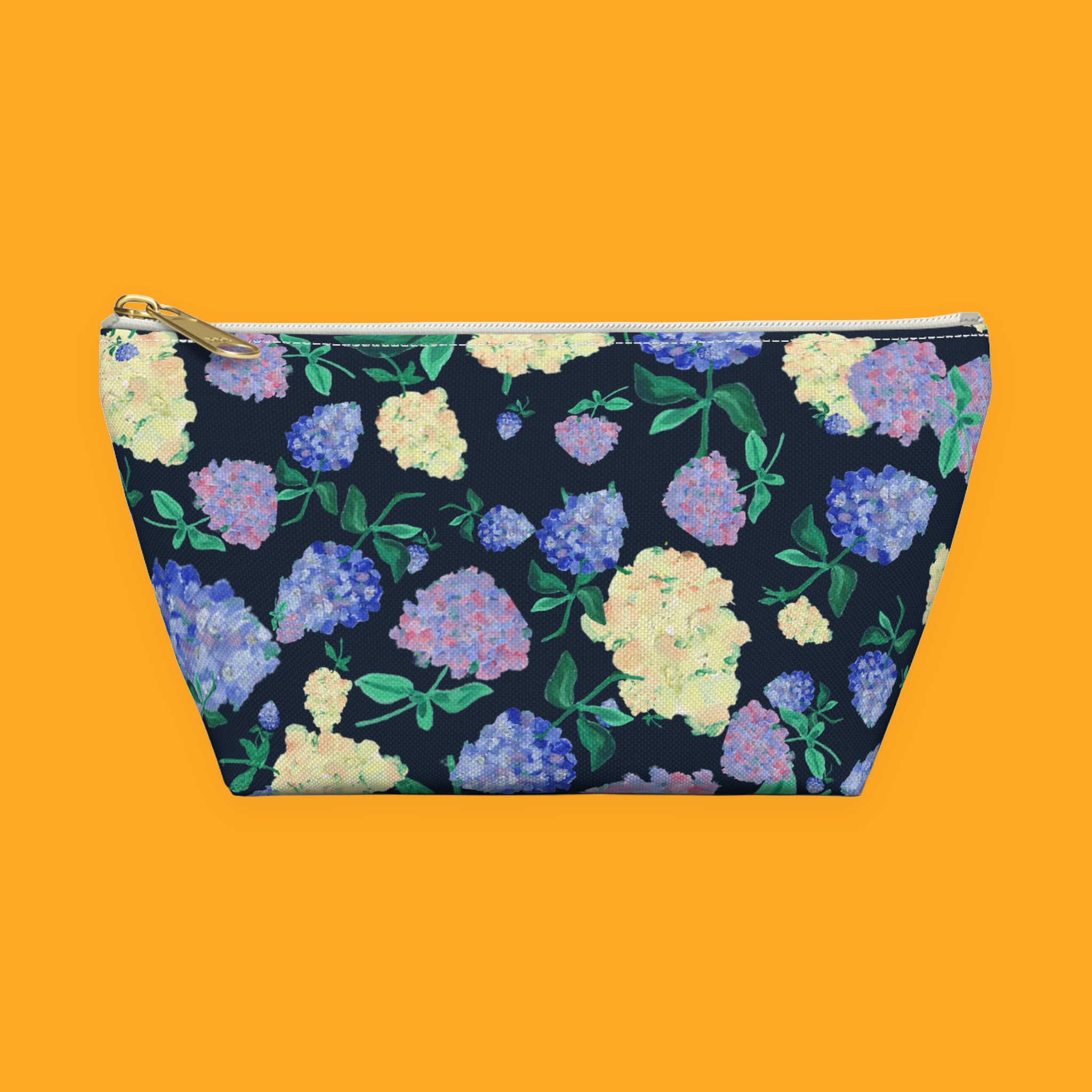 Hydrangea Floral Accessory Pouch with painted hydrangeas — view 3 of 9
