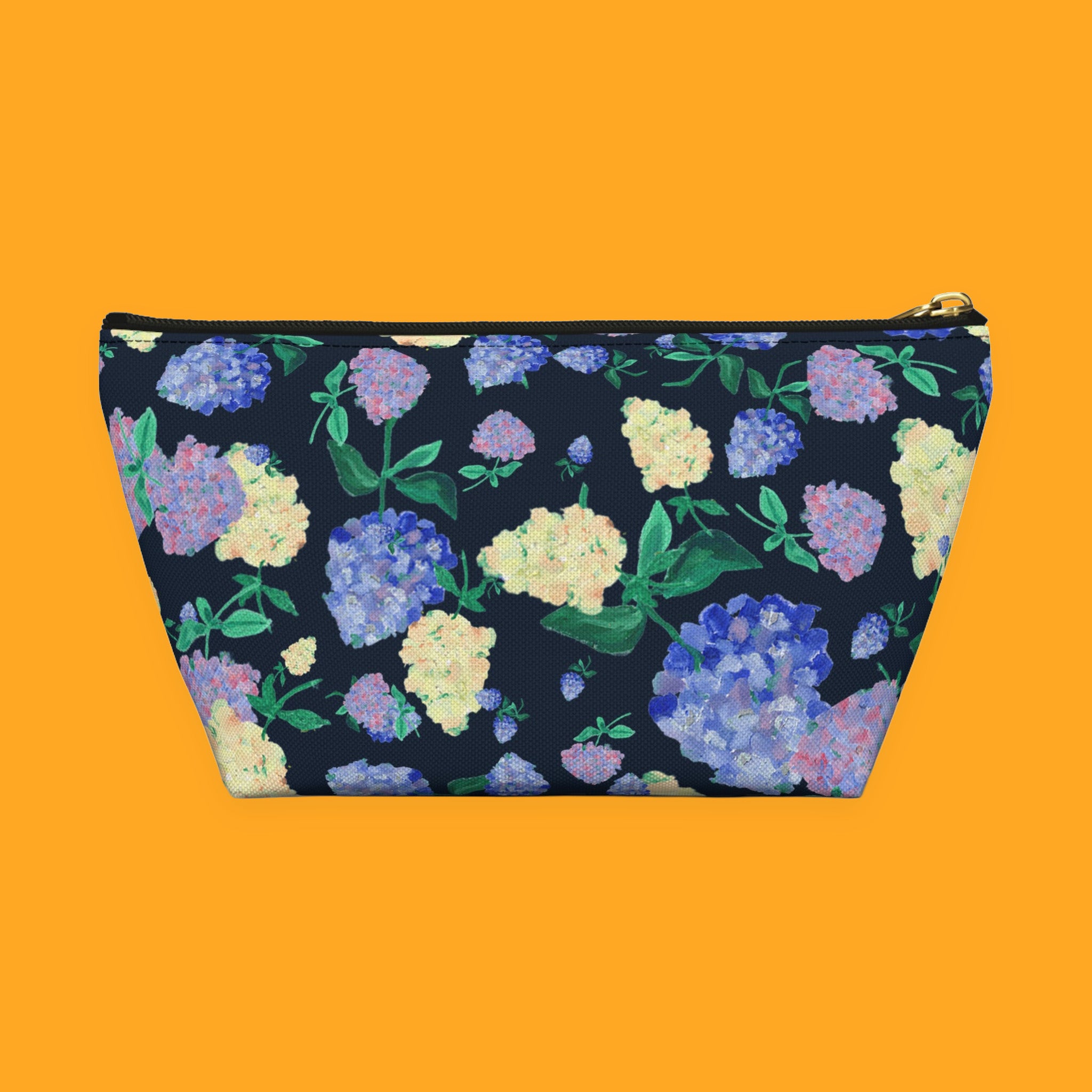 Hydrangea Floral Accessory Pouch with painted hydrangeas — view 4 of 9