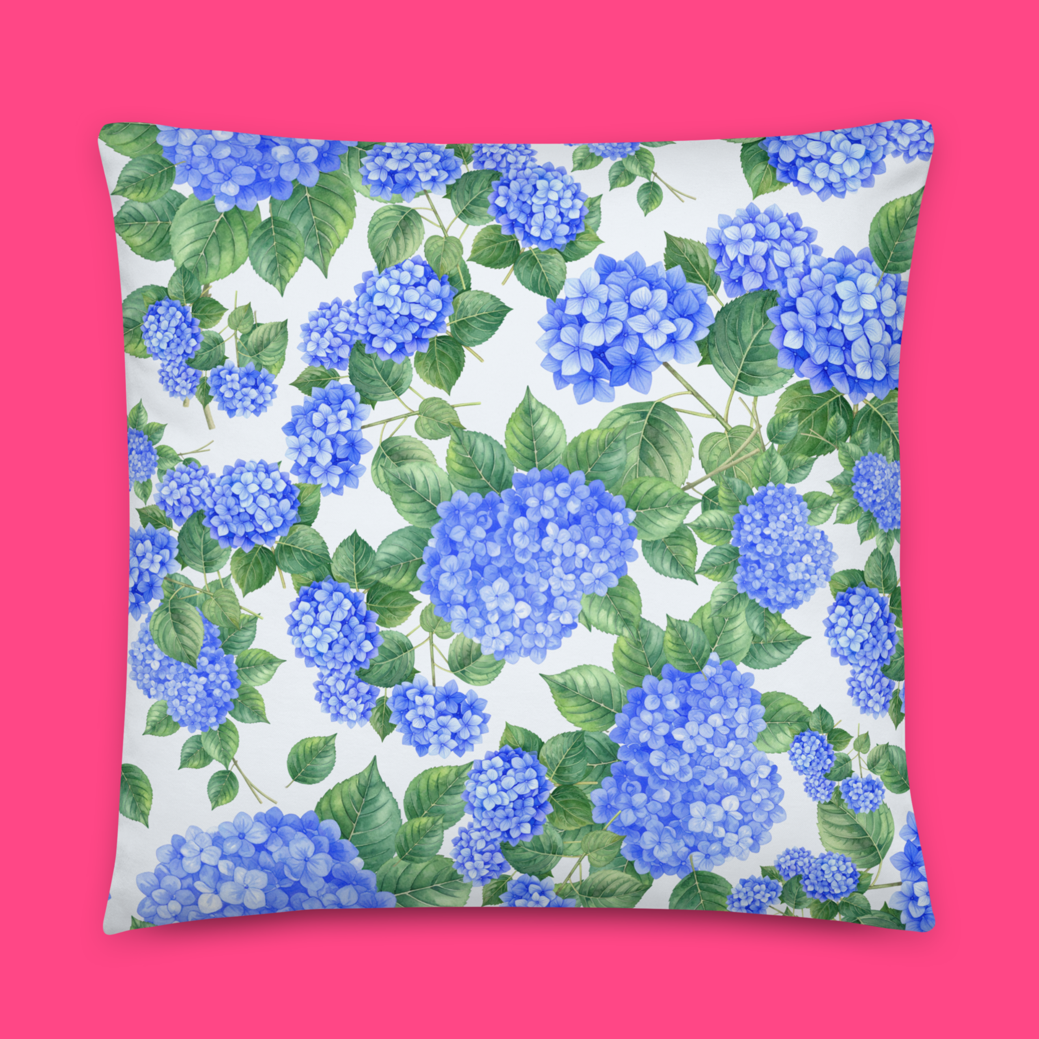 Blue Hydrangea Square Pillow 🪻