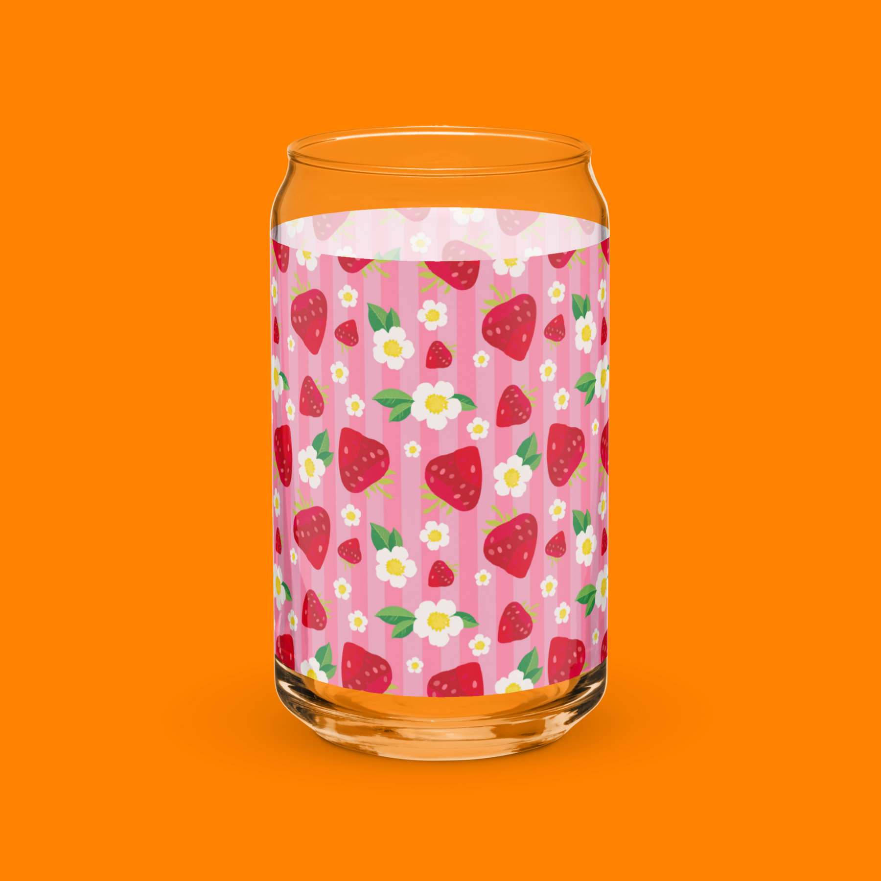 Strawberry Stripe | Everyday Can Glass 🍓