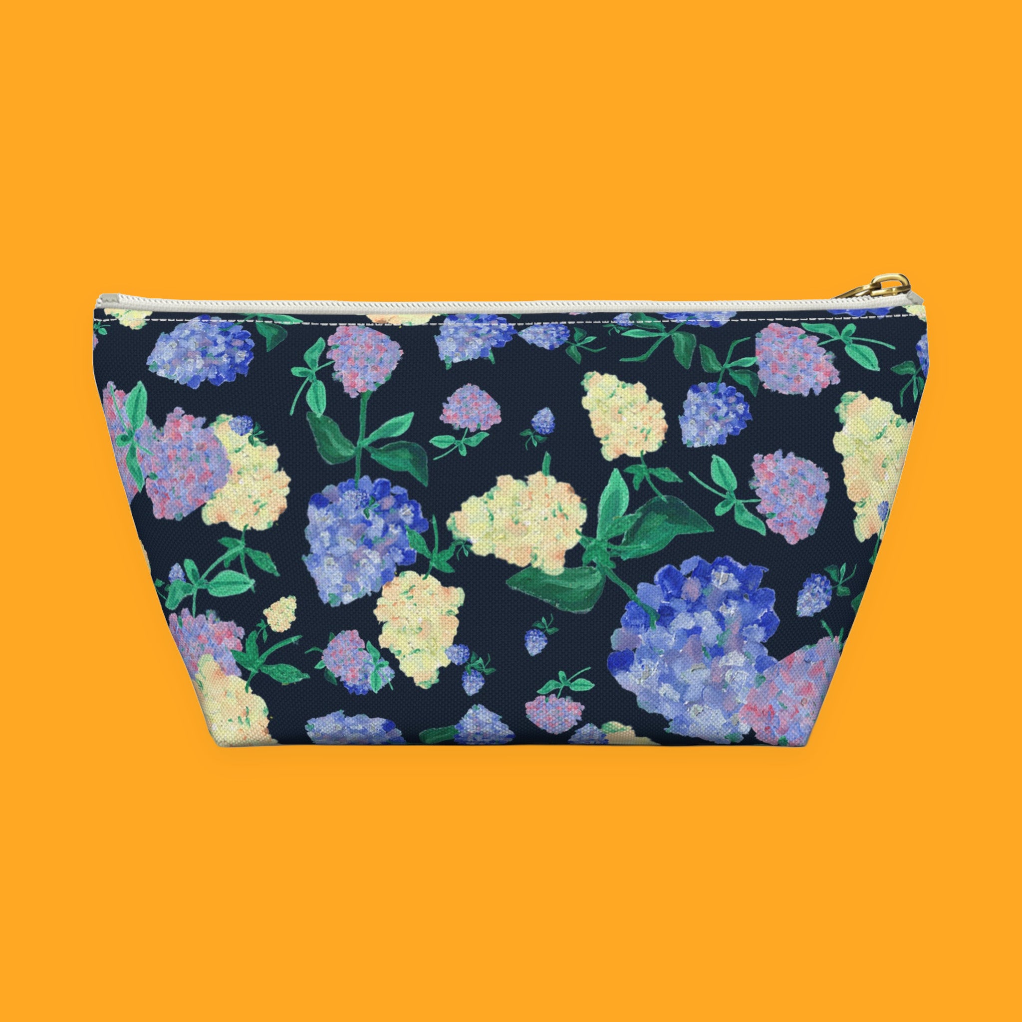 Hydrangea Floral Accessory Pouch with painted hydrangeas — view 7 of 9