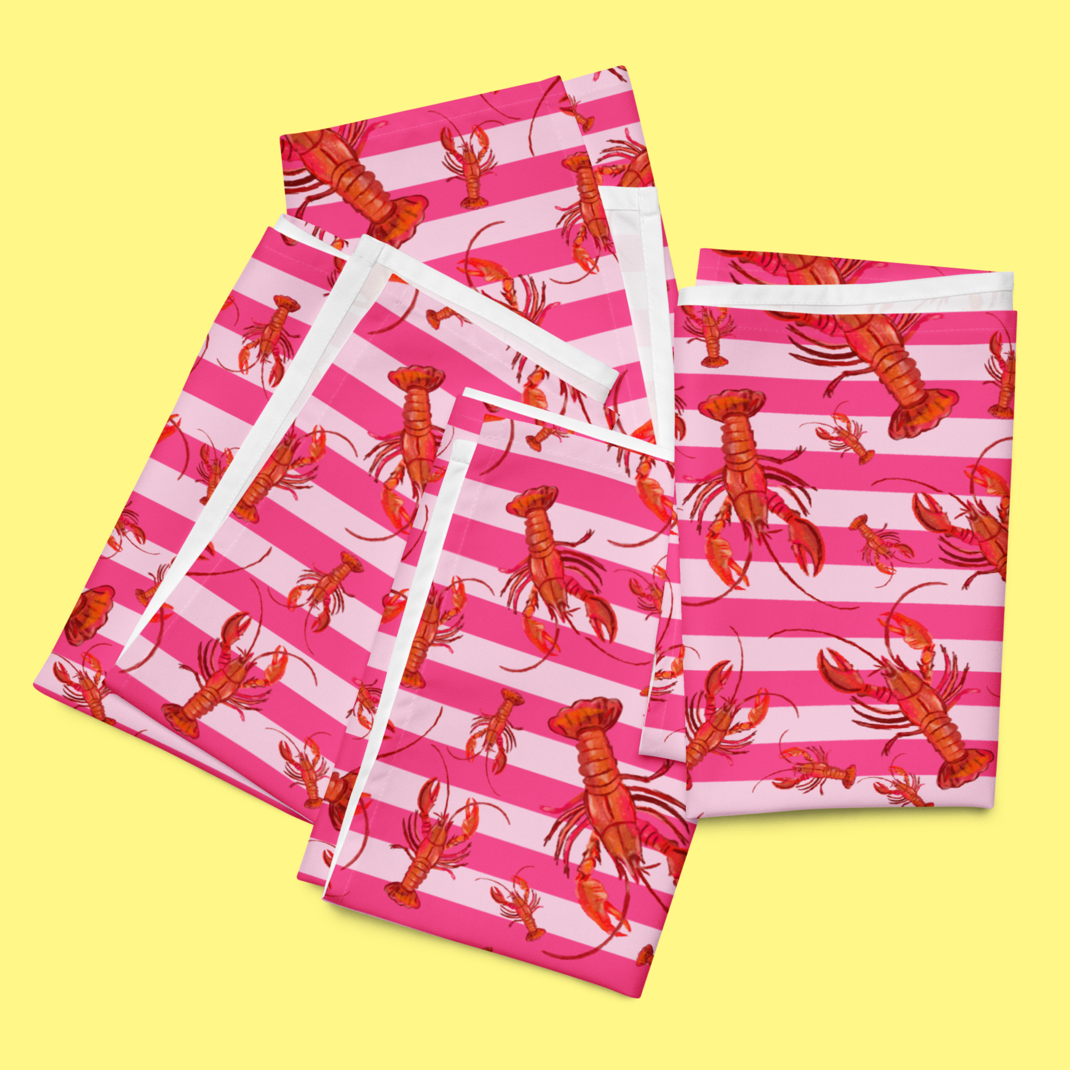 Pink Striped Lobster Napkin Set 🦞
