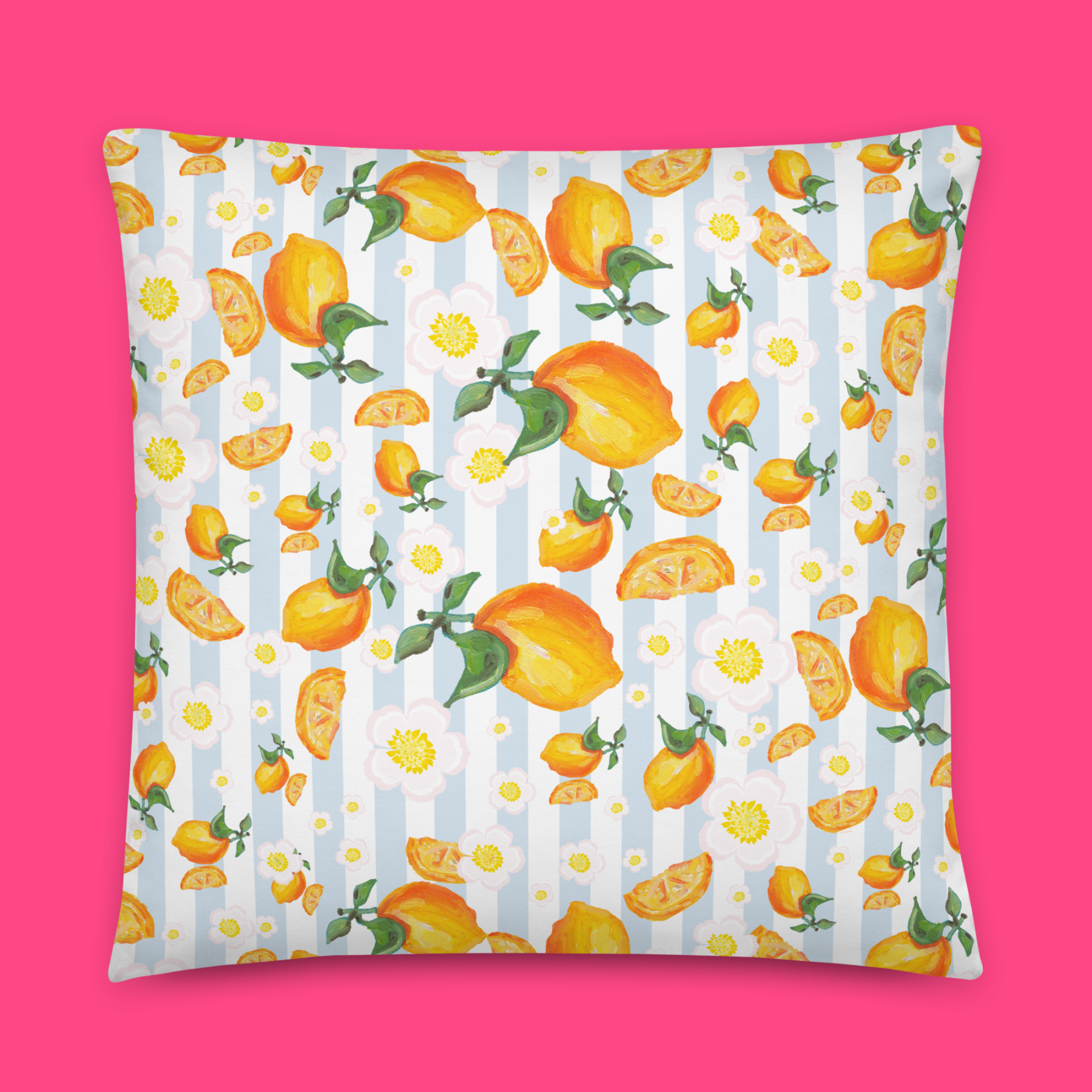 Lemon Stripes | Square Pillow 🍋
