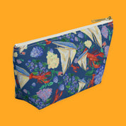 Nautical Sailboat & Lobster Accessory Pouch with sailboats, lobsters and seaside florals — view 9 of 9