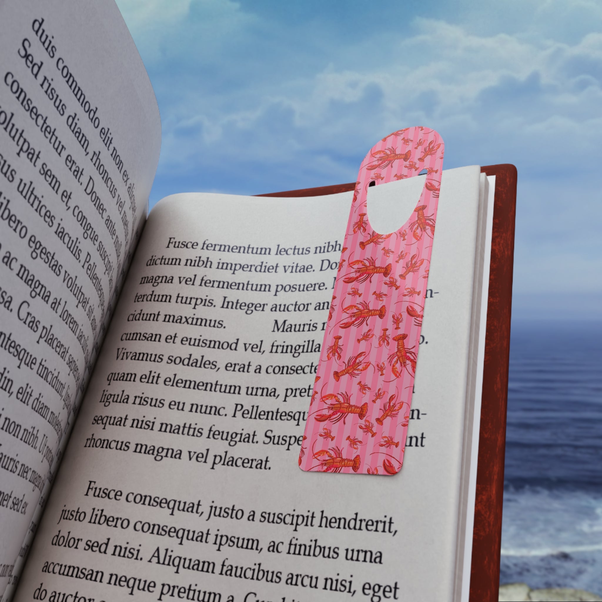 Pink Striped Lobster Metal Bookmark with lobsters — view 6 of 6
