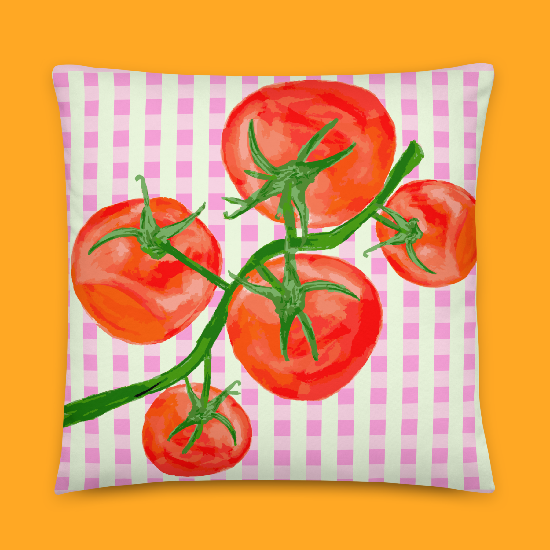 Tomato Gingham | Square Pillow 🍅