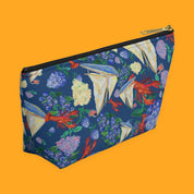 Nautical Sailboat & Lobster Accessory Pouch with sailboats, lobsters and seaside florals — view 6 of 9