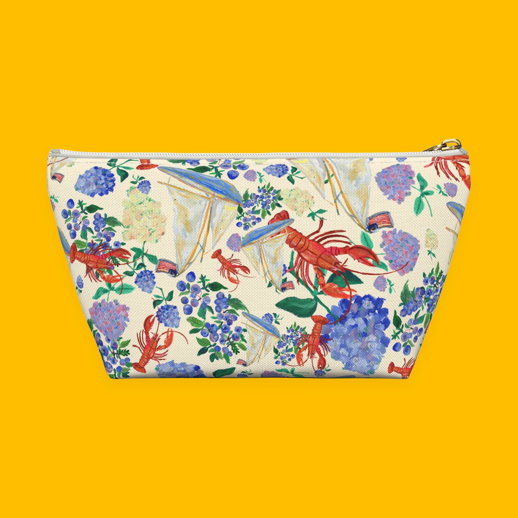 Nautical Hydrangea Accessory Pouch with painted hydrangeas — view 7 of 9