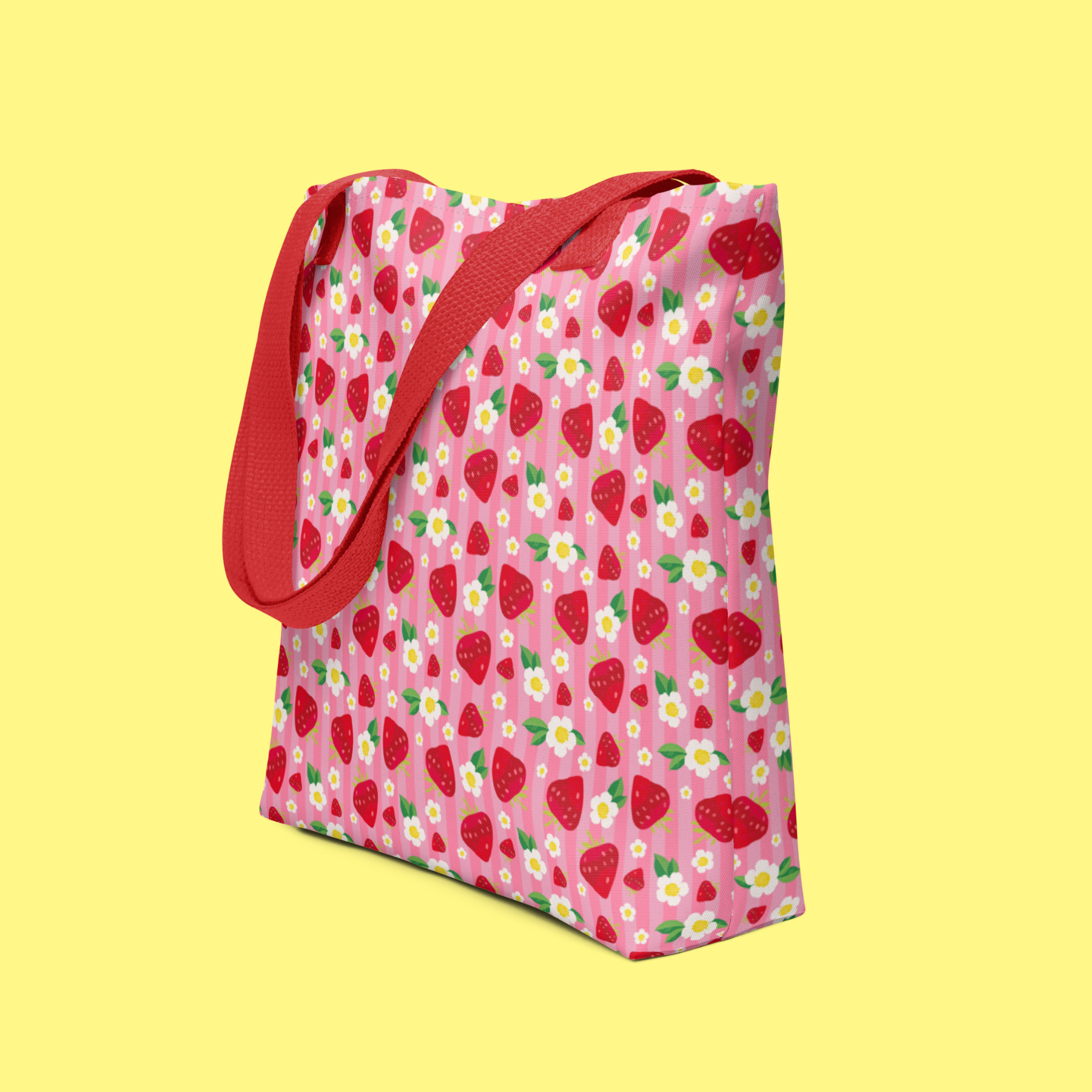 Strawberry Stripe Tote Bag 🍓