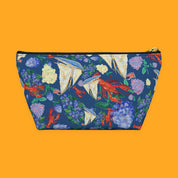 Nautical Sailboat & Lobster Accessory Pouch with sailboats, lobsters and seaside florals — view 4 of 9