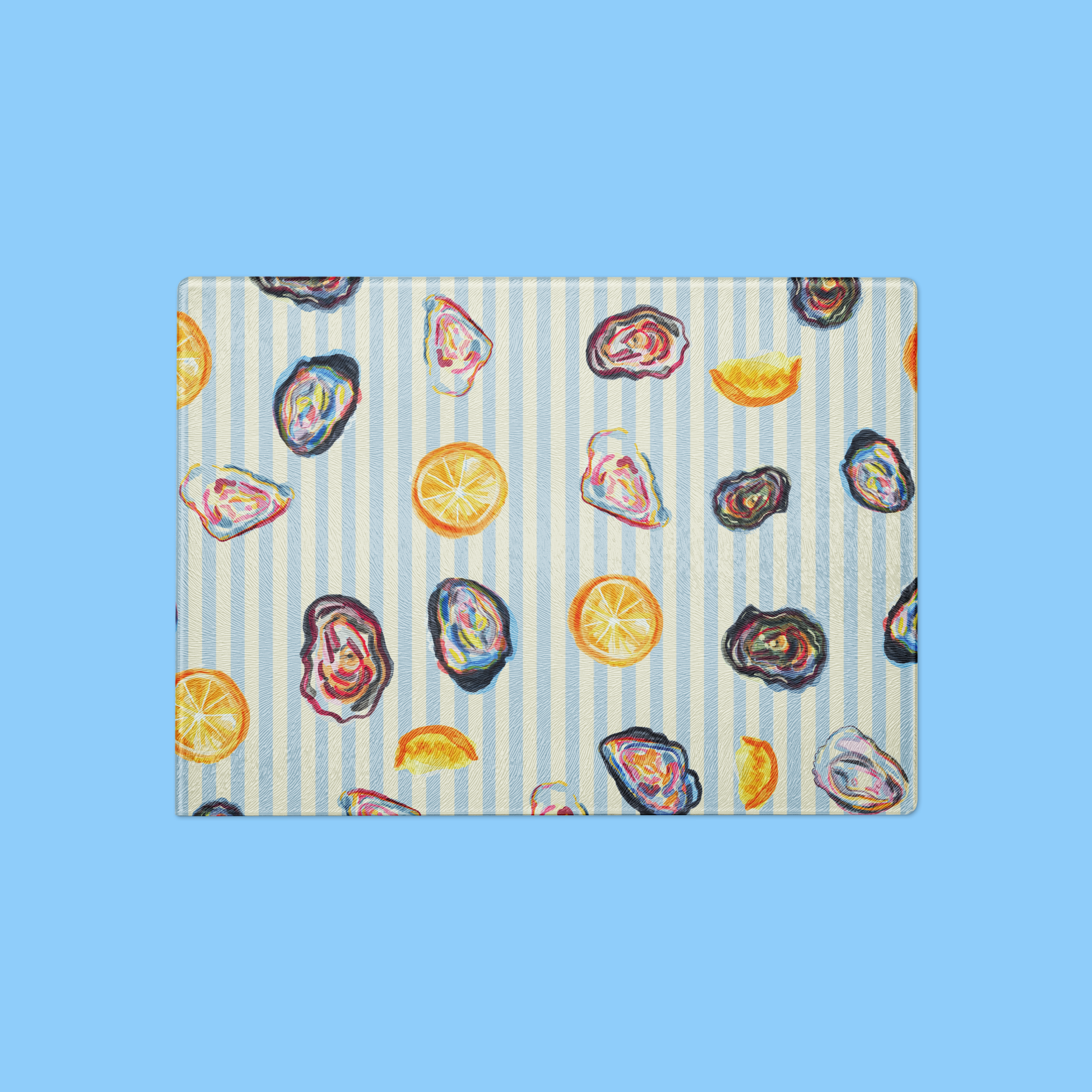 Oyster Stripes | Glass Cutting Board