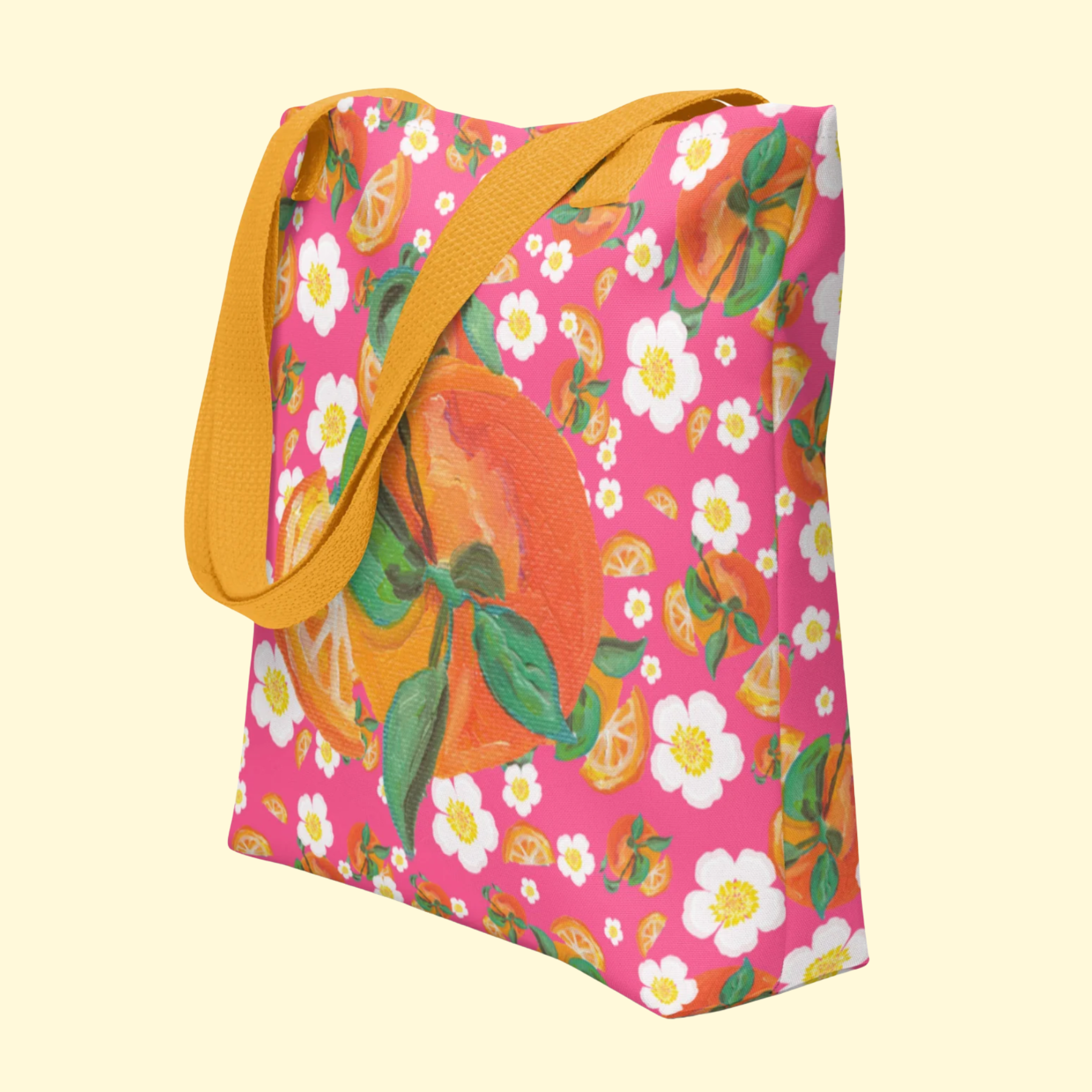 Orange Floral Tote Bag 🍊