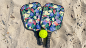 Painted Hydrangea's & Lilacs Navy Pickleball Paddle Set