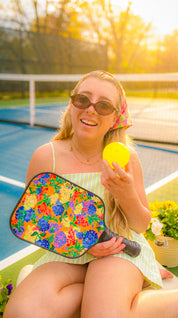 Painted Hydrangea's & Lilacs Gold Pickleball Paddle Set
