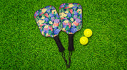 Painted Hydrangea's & Lilacs Navy Pickleball Paddle Set