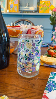 Painted Hydrangea's Can-shaped glass