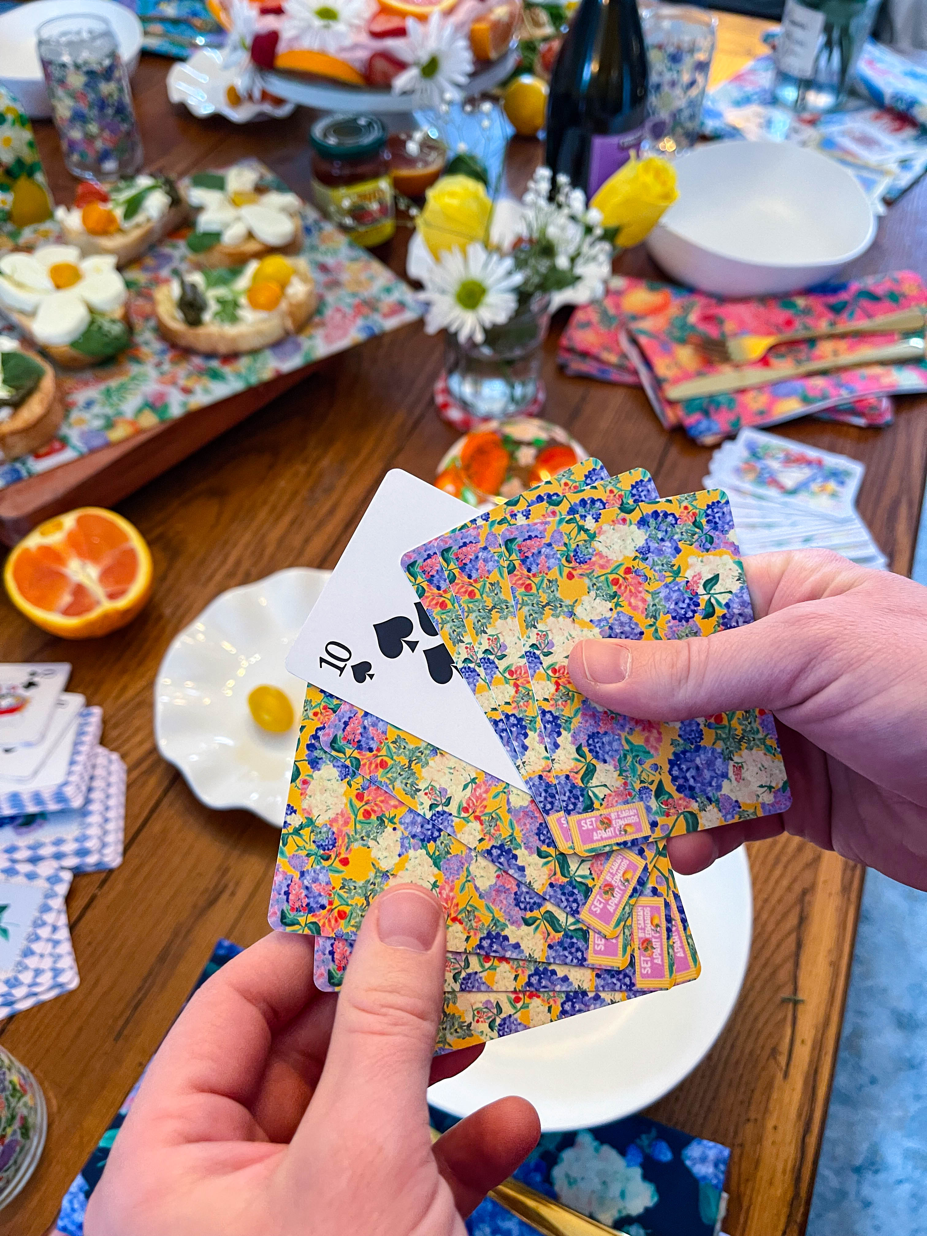 Painted Hydrangea's & Lilacs Gold Poker playing cards