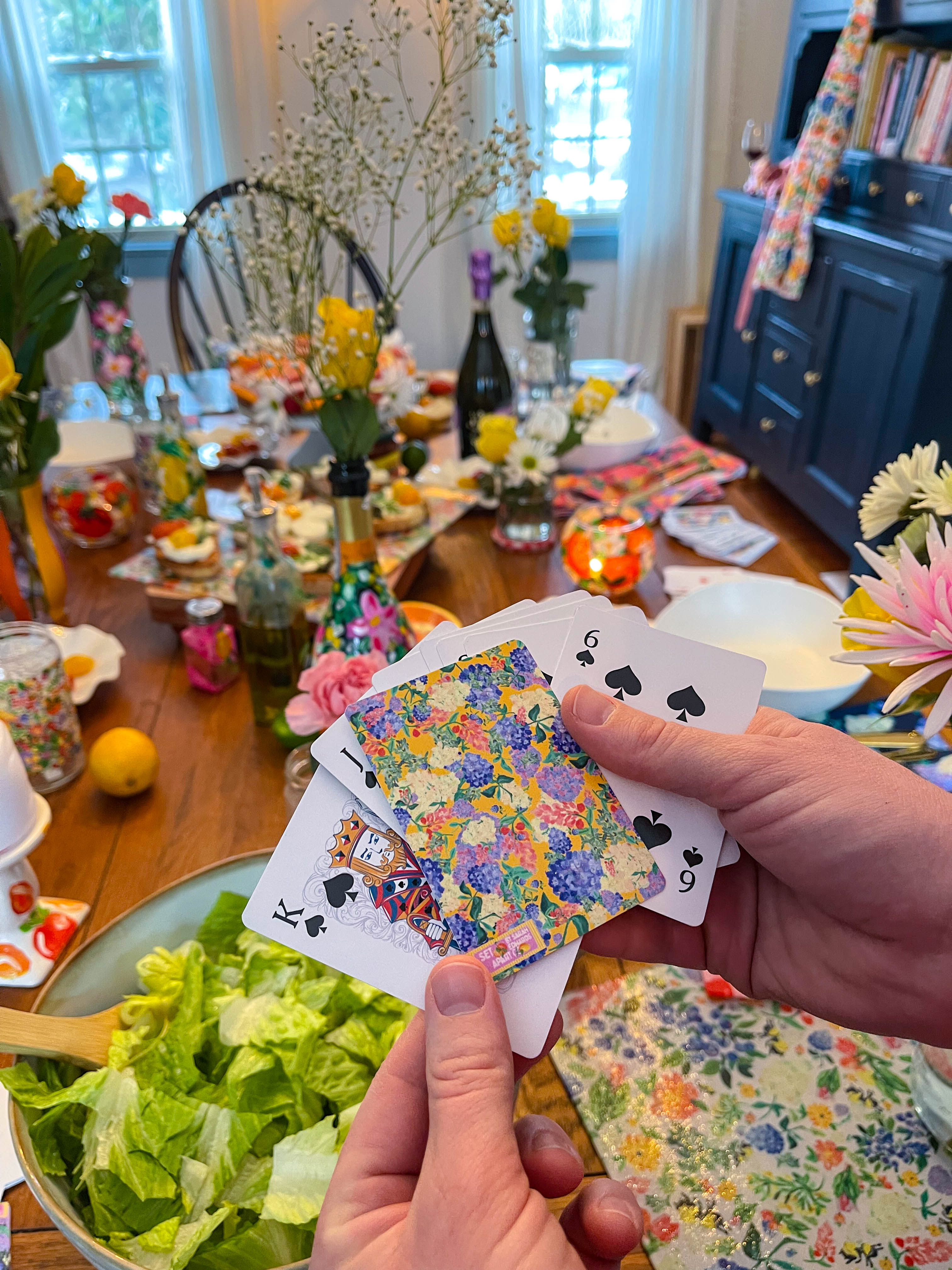 Painted Hydrangea's & Lilacs Gold Poker playing cards