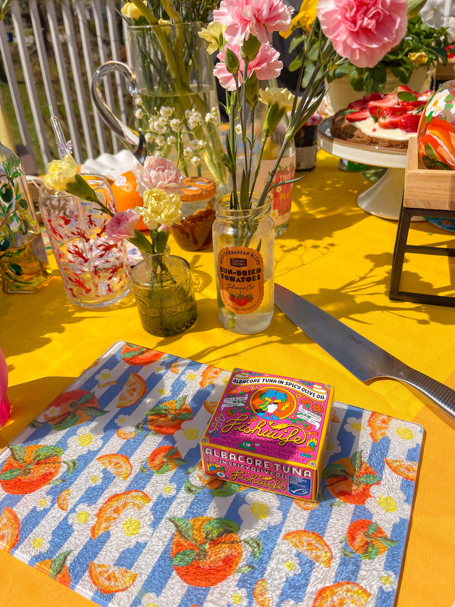Stripe Orange Summer | Glass Cutting Board 🍊