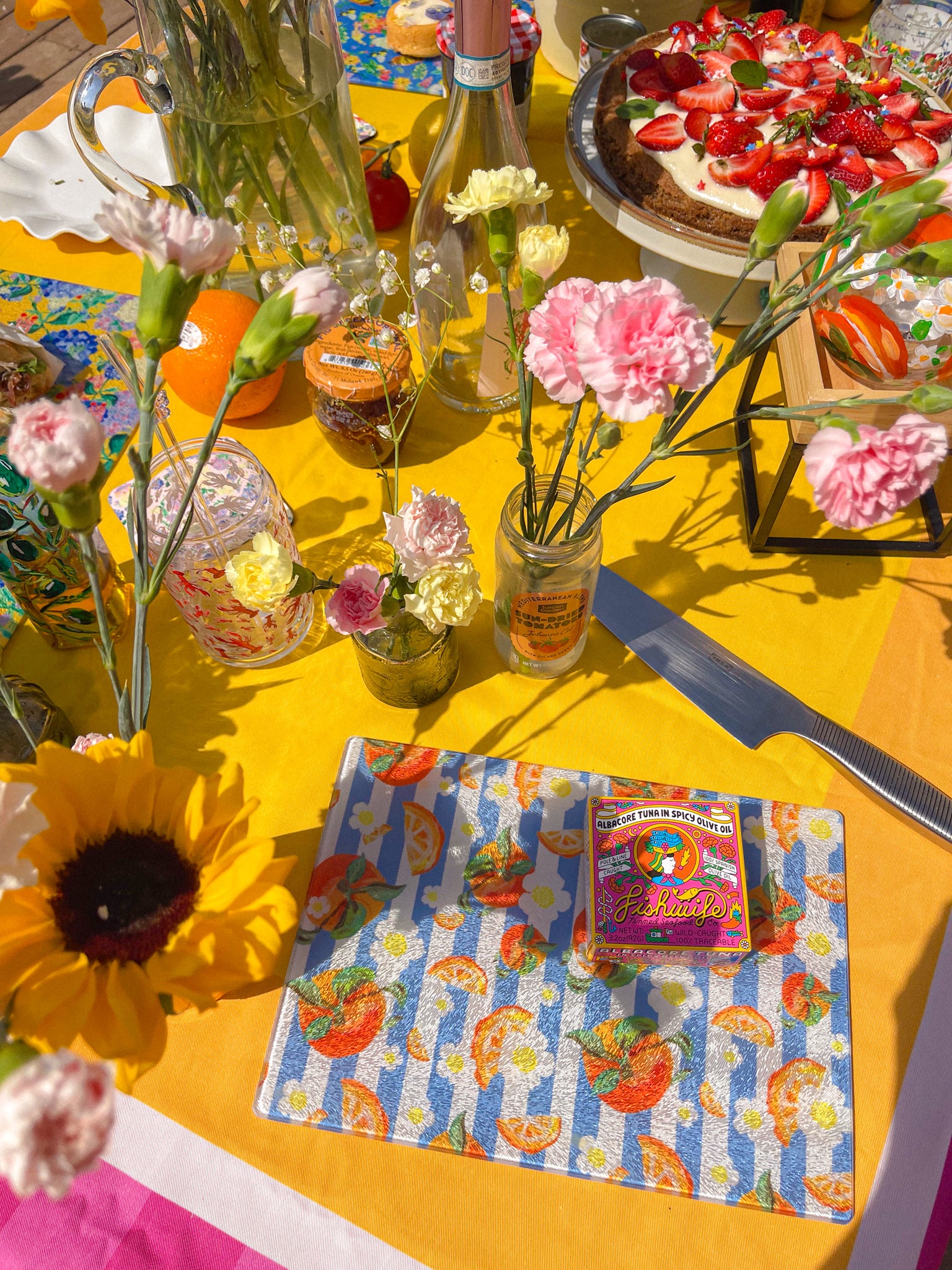 Stripe Orange Summer | Glass Cutting Board 🍊