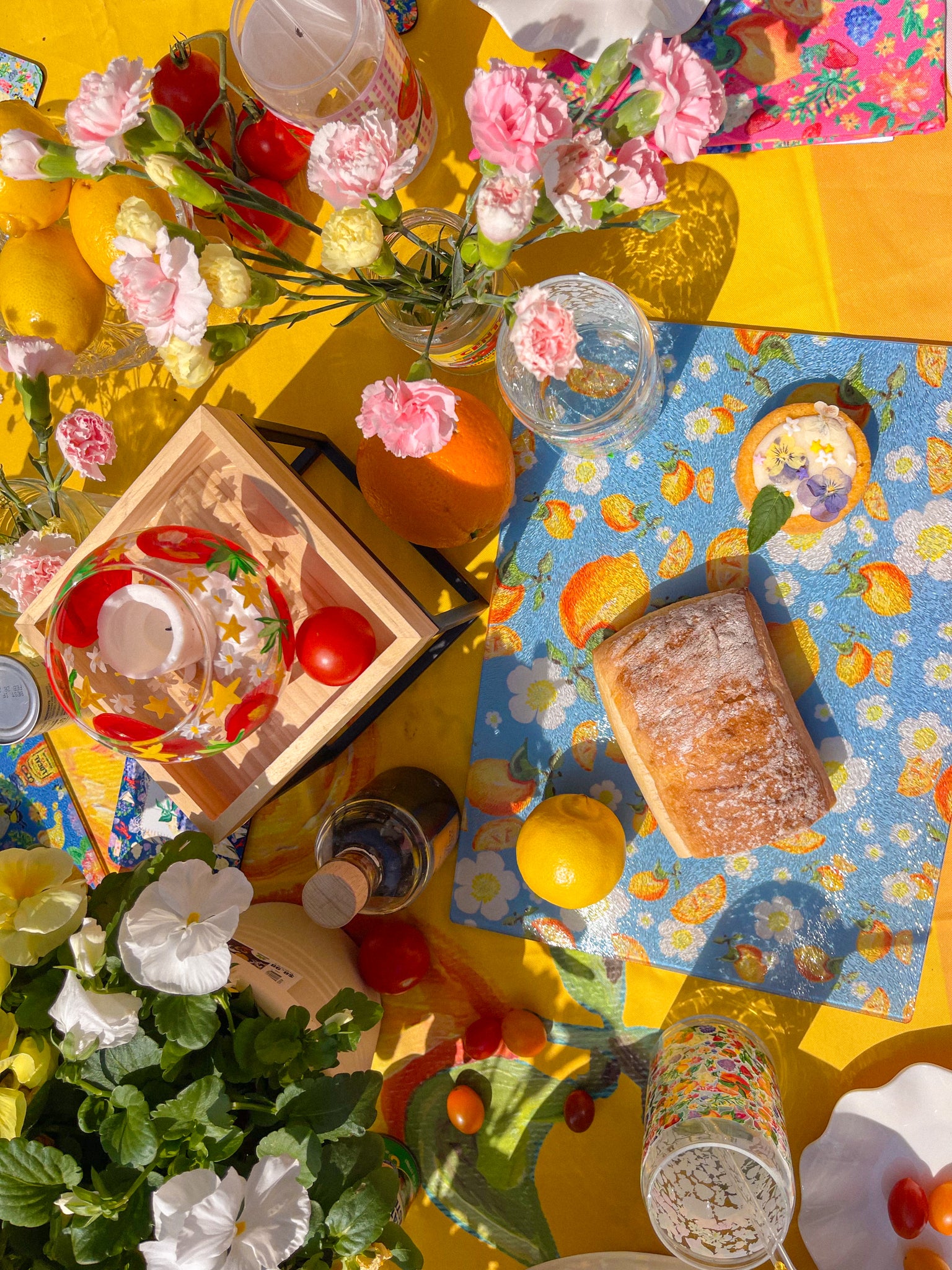 Floral Lemon | Glass Cutting Board 🍋