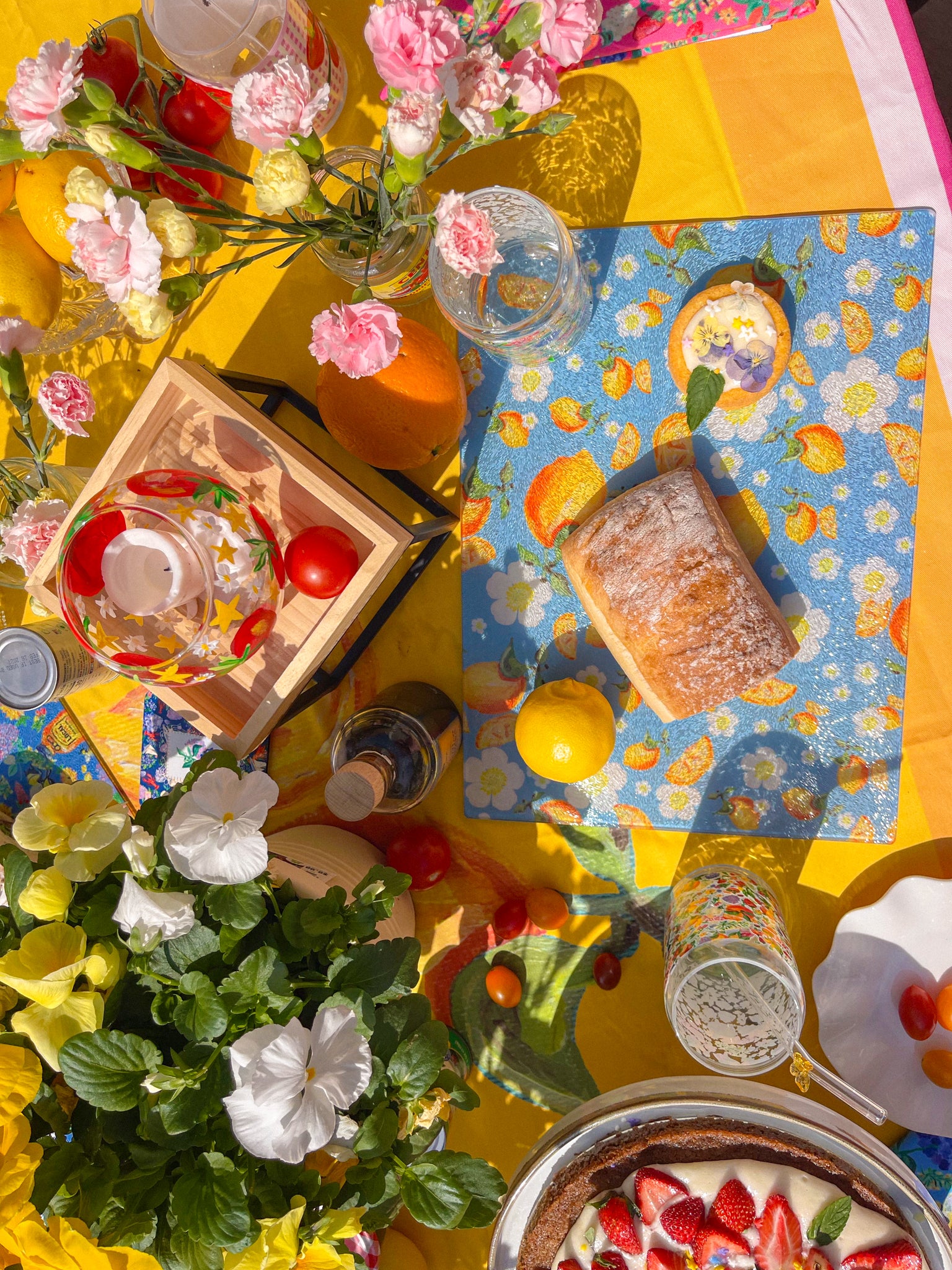 Floral Lemon | Glass Cutting Board 🍋