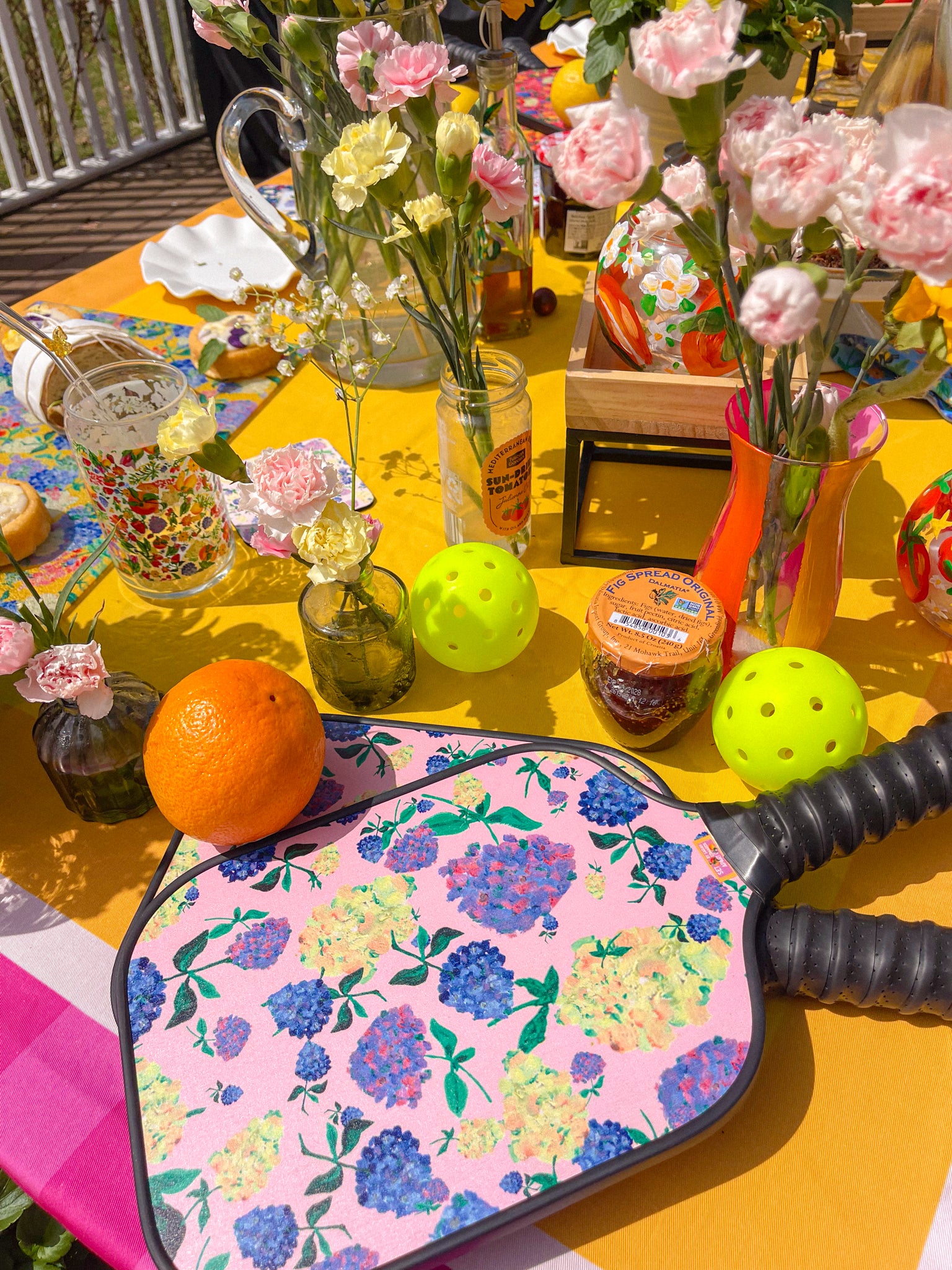 Painted Hydrangea's Light Pink Pickleball paddle set