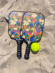 Painted Hydrangea's & Lilacs Gold Pickleball Paddle Set