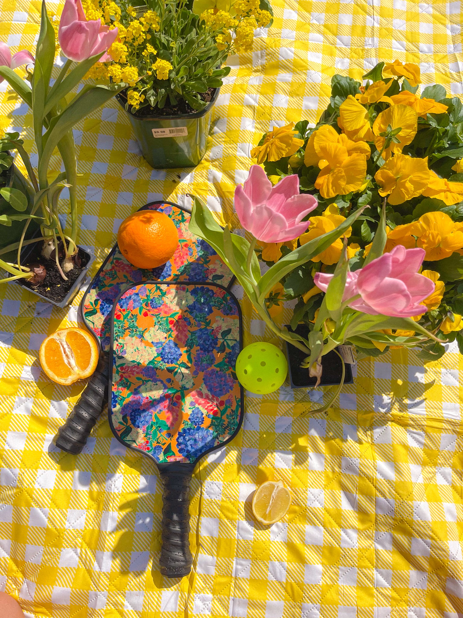 Painted Hydrangea's & Lilacs Gold Pickleball Paddle Set