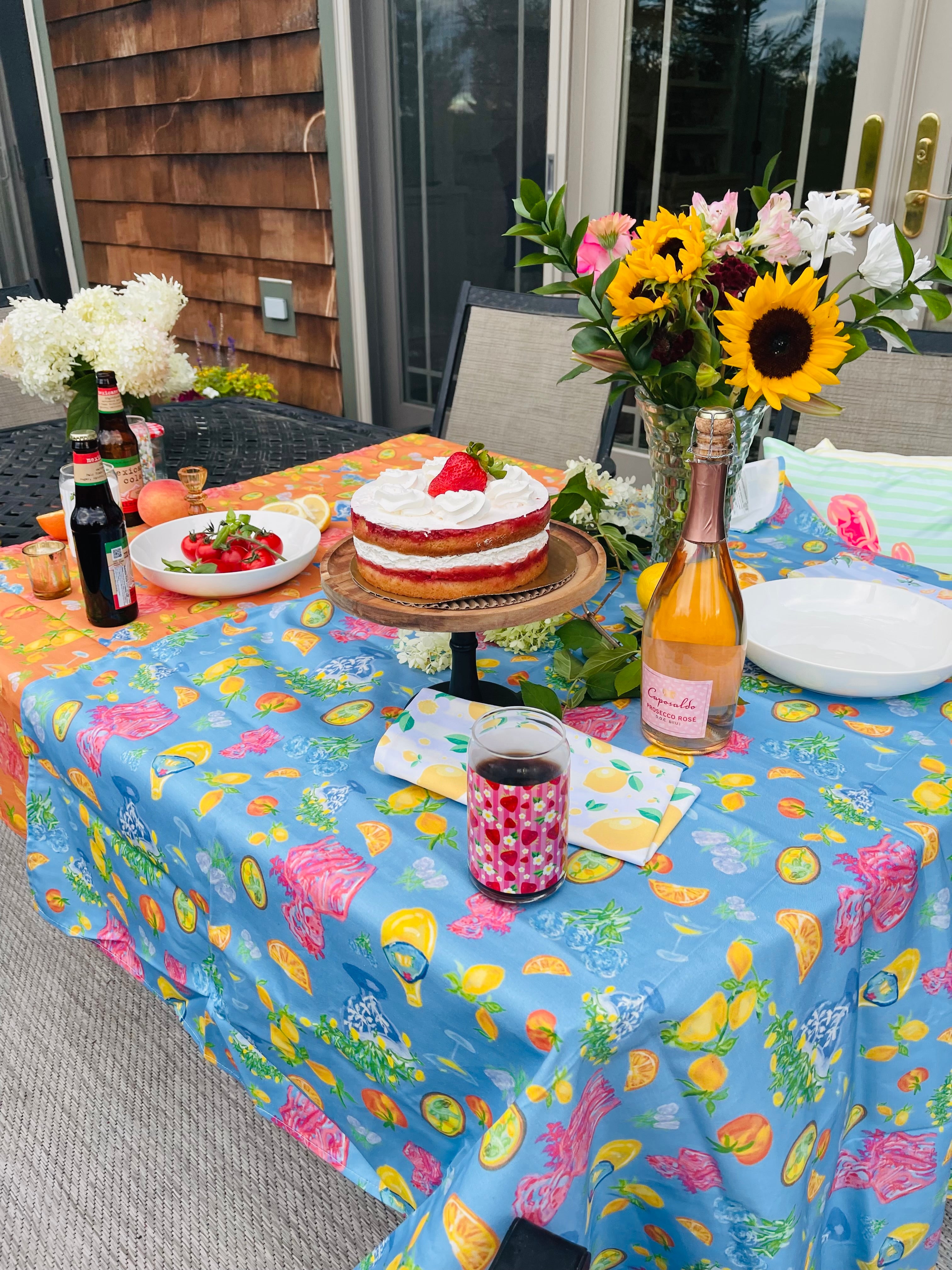 Italian Summer | Blue Square Tablecloth 🍋
