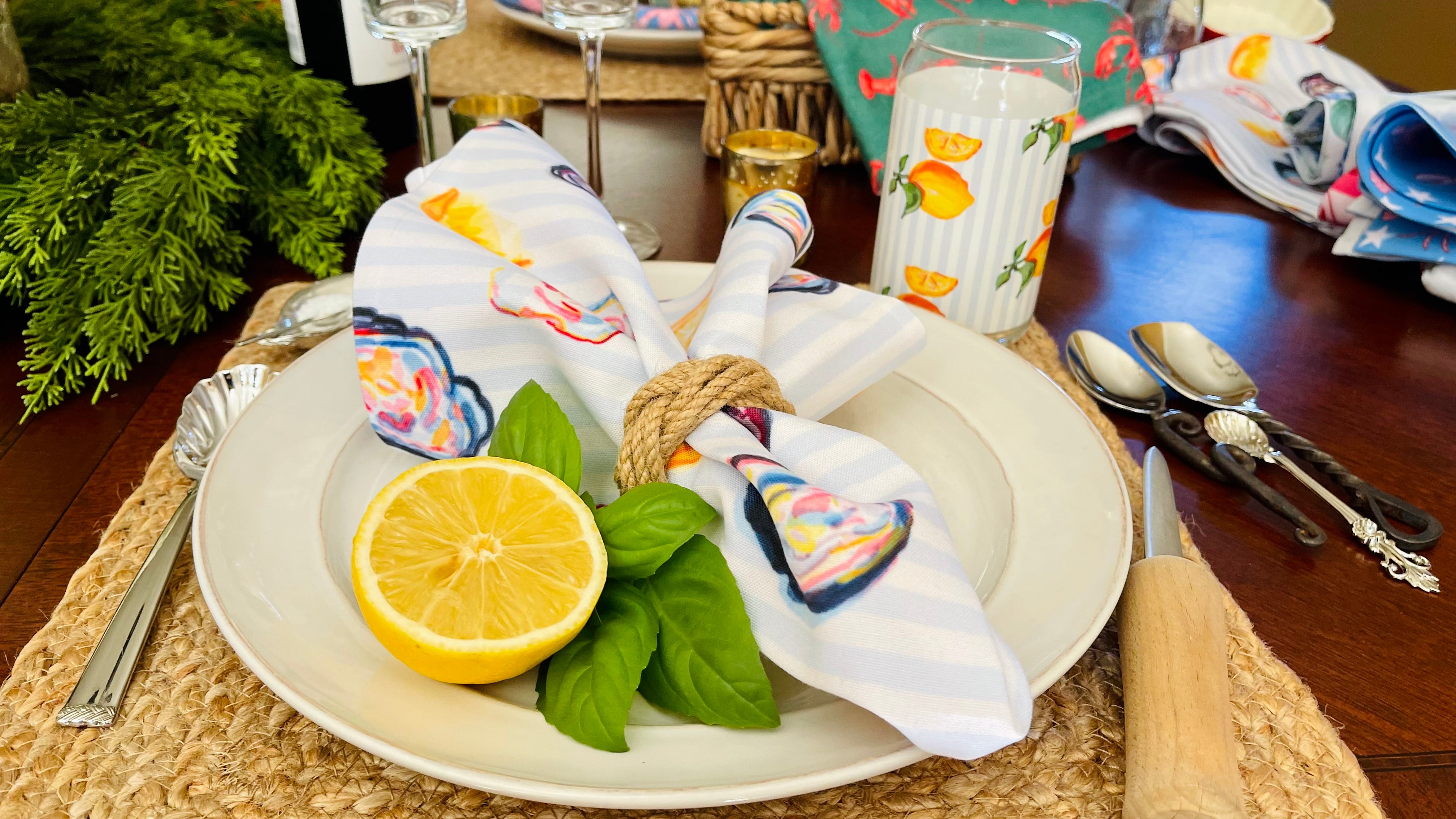 Oyster Stripes Napkin Set 🦪