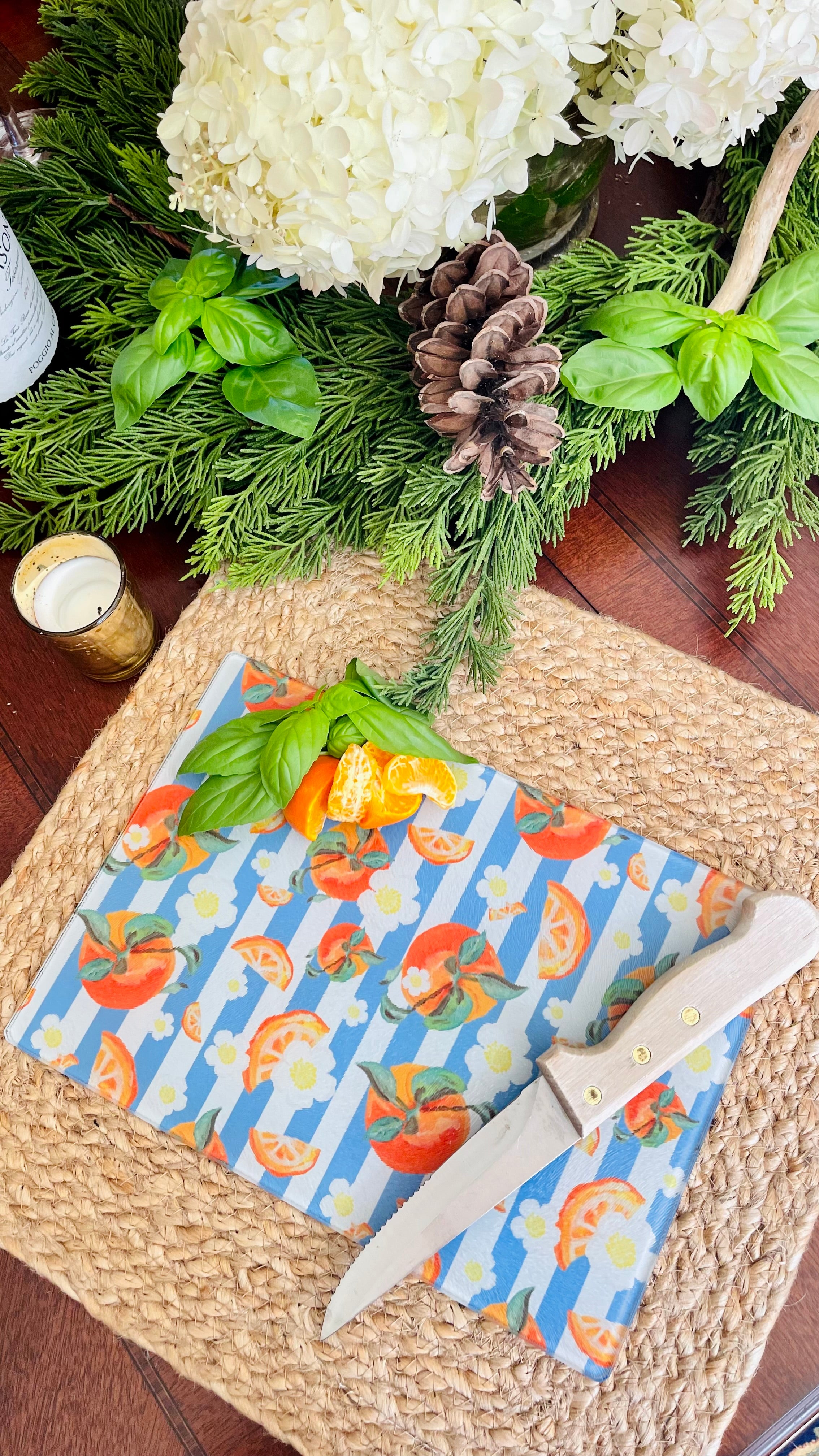 Stripe Orange Summer | Glass Cutting Board 🍊