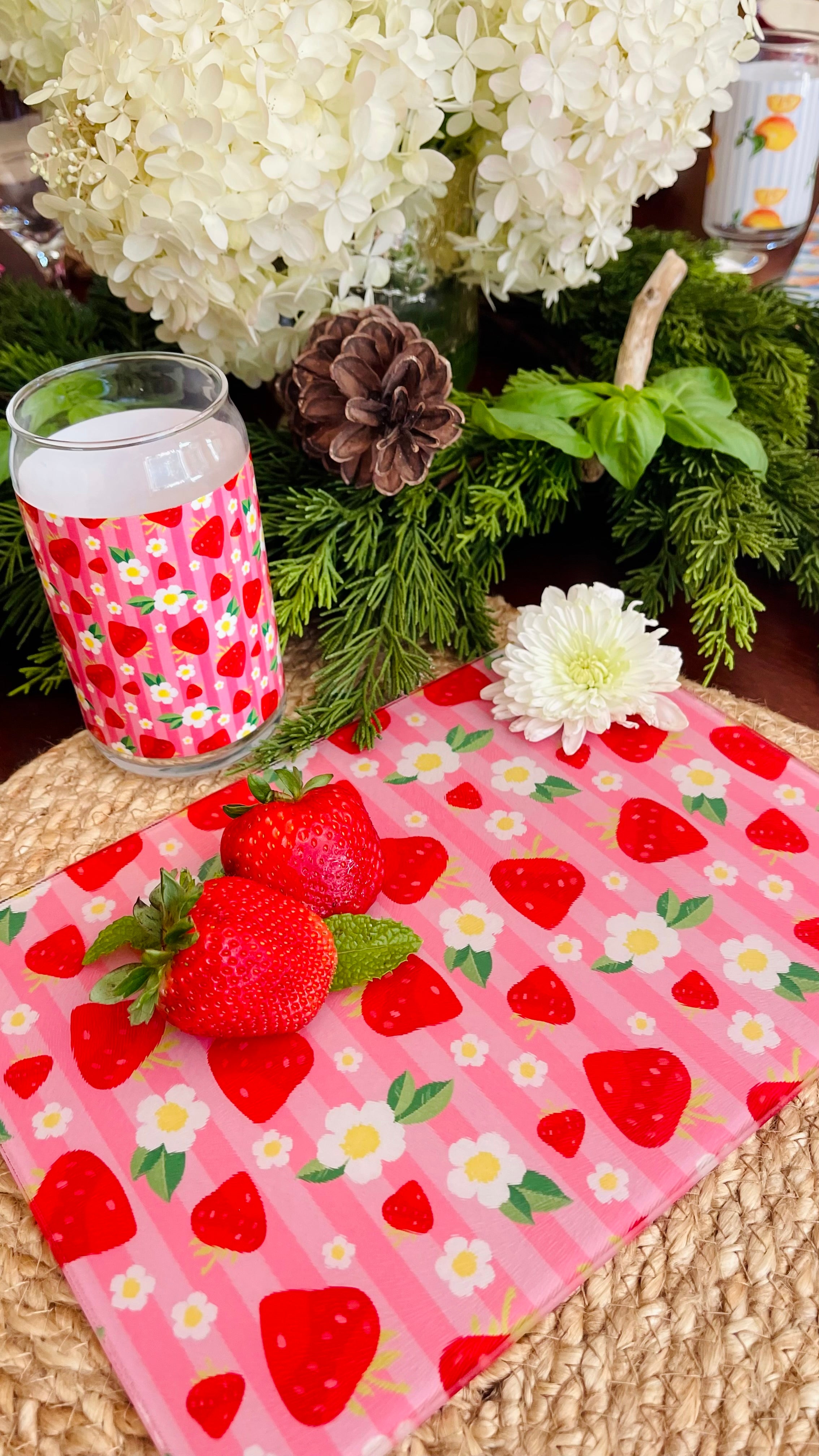 Strawberry Field | Glass Cutting Board 🍓