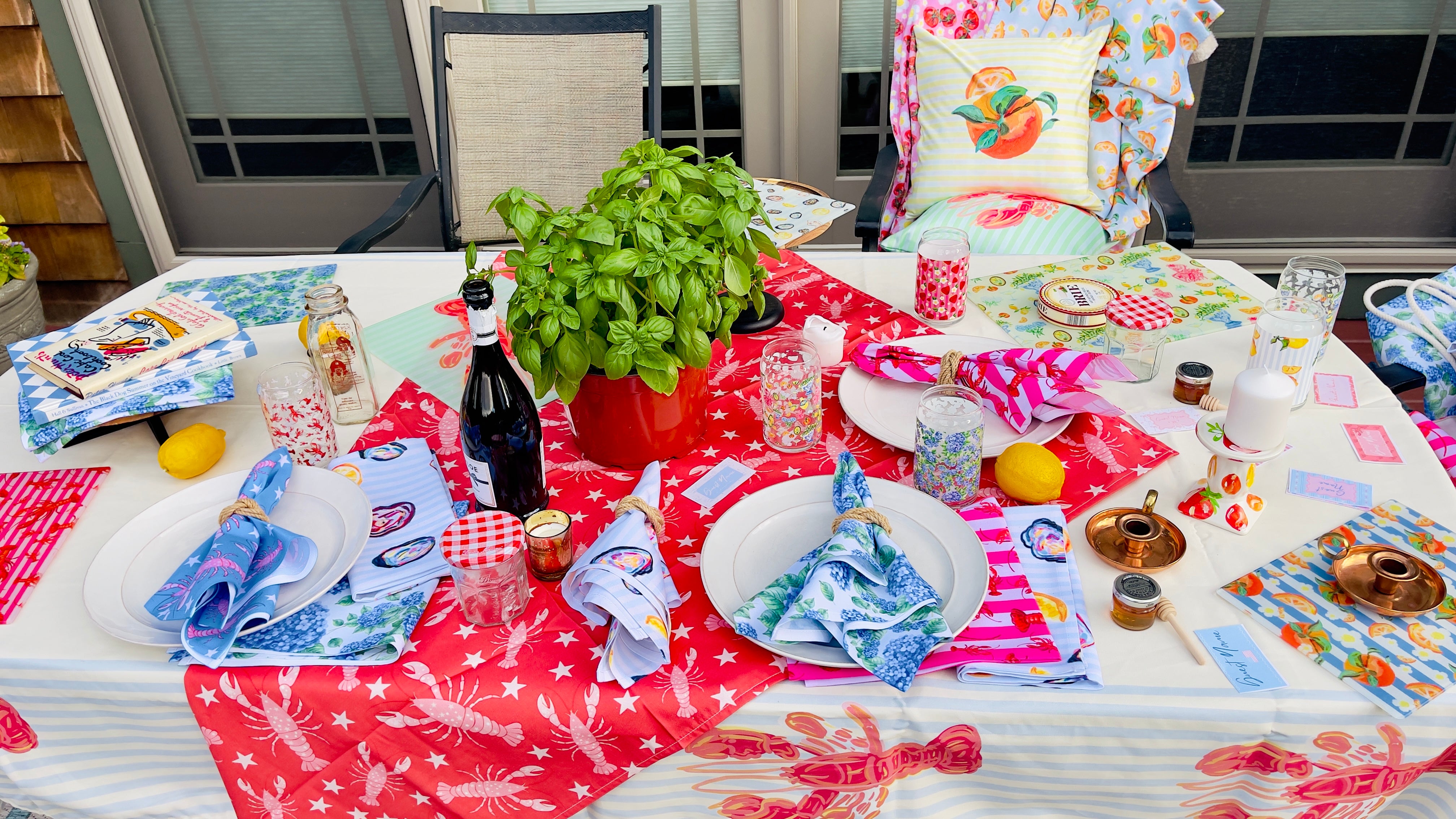 Pink Striped Lobster Napkin Set 🦞