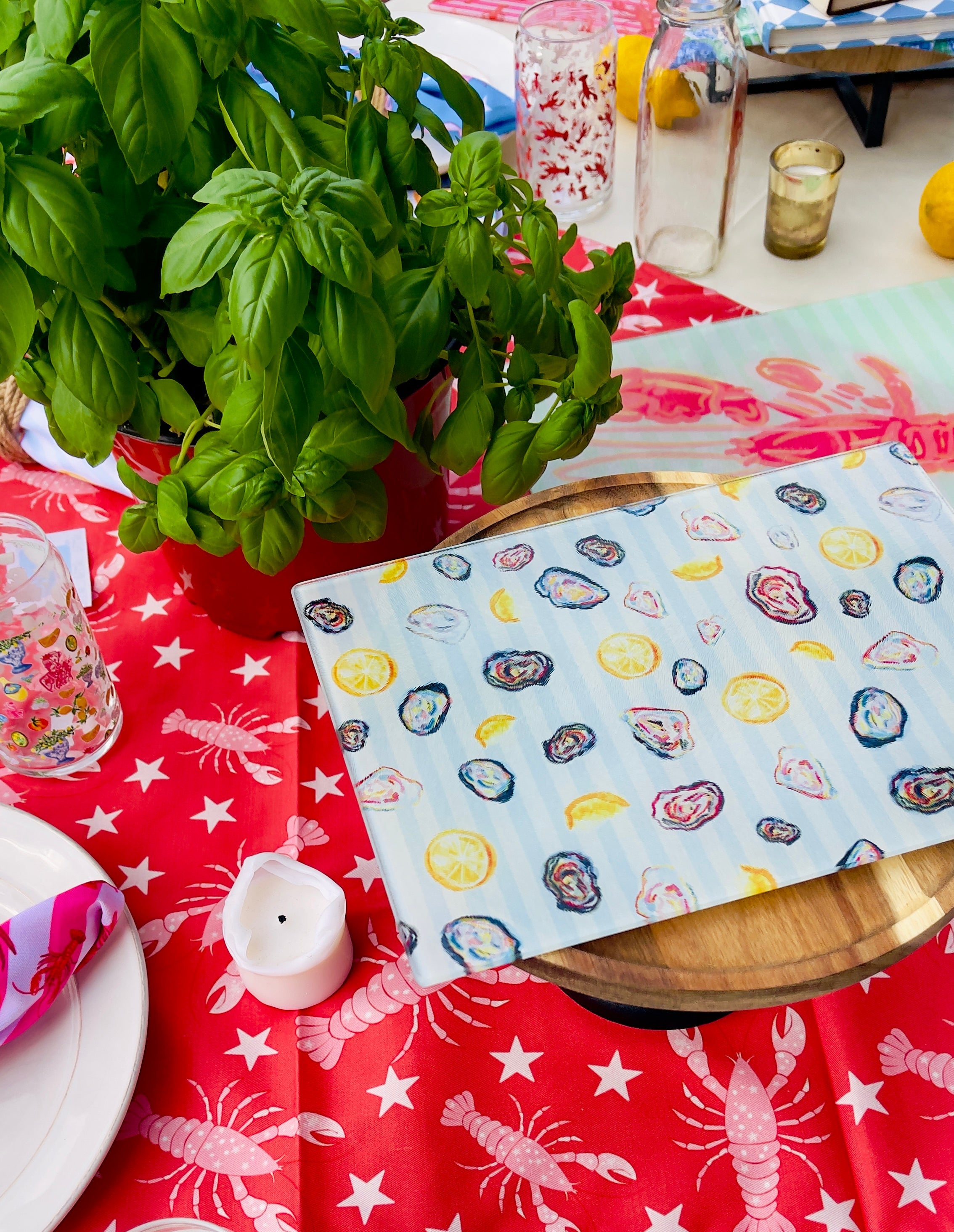 Oyster Stripes | Glass Cutting Board