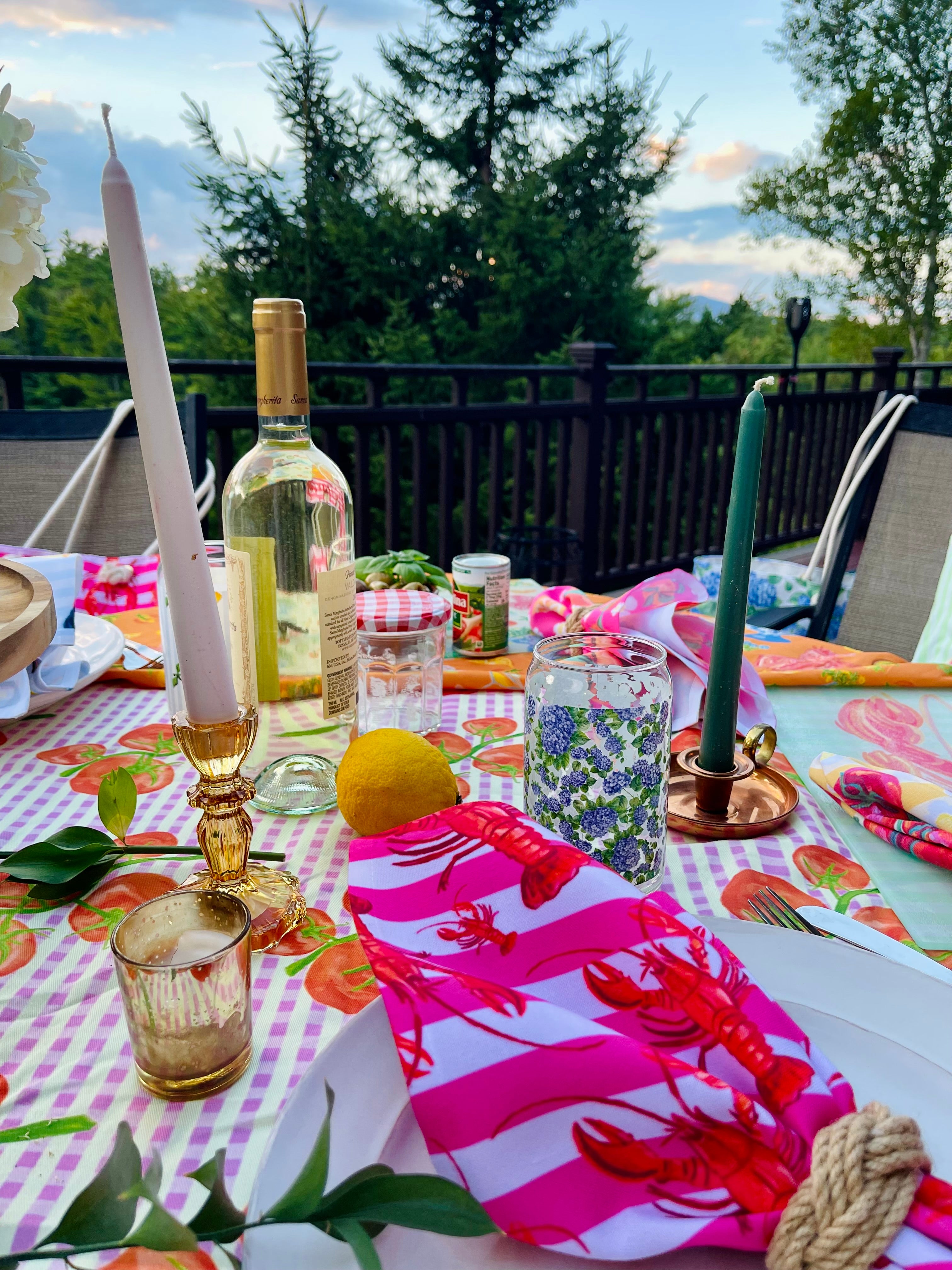 Pink Striped Lobster Napkin Set 🦞