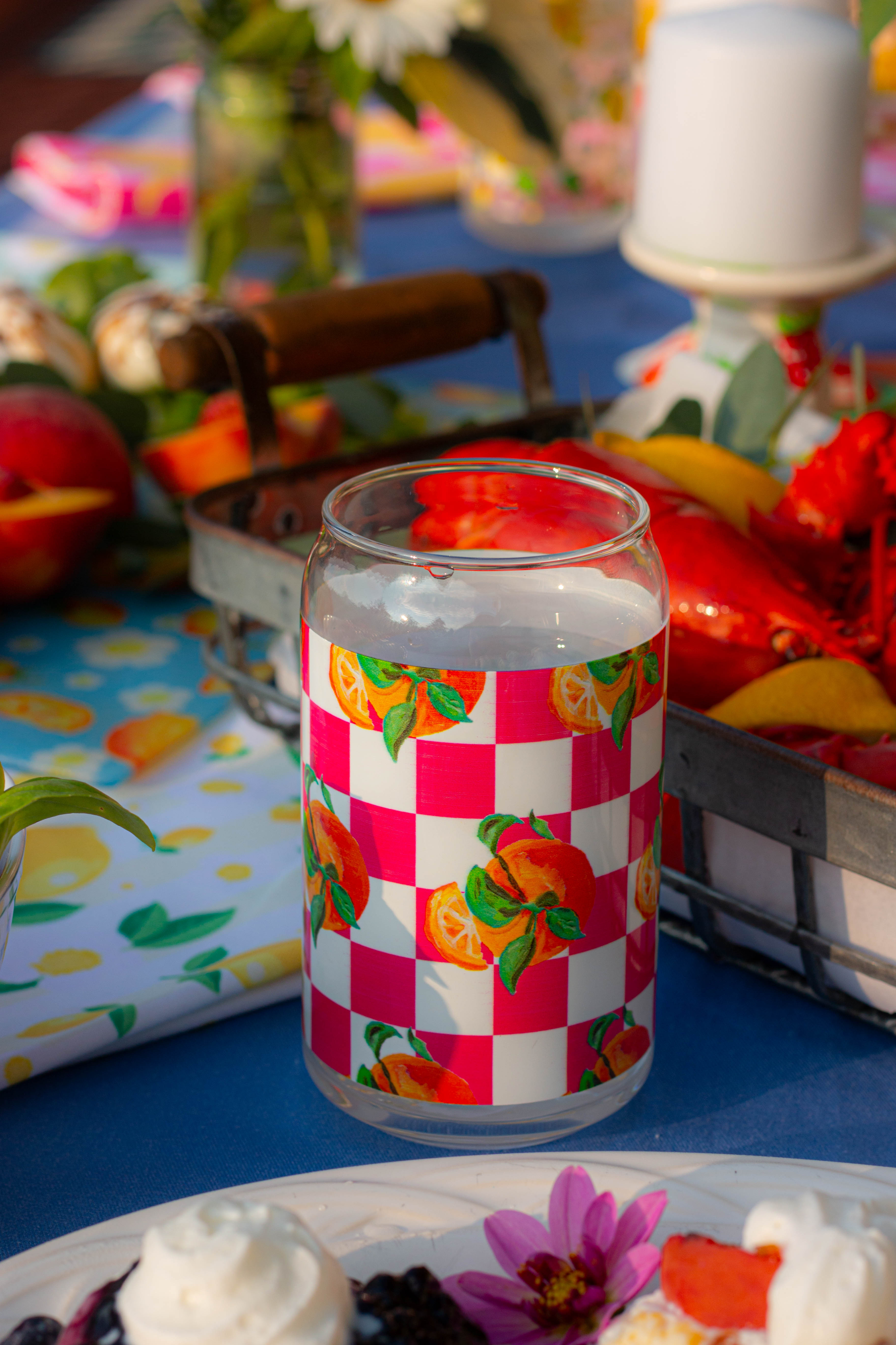 Checkered Orange | Everyday Can Glass 🎀