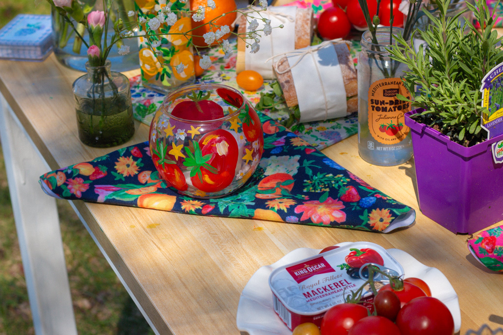Citrus Garden Navy Cloth napkin set