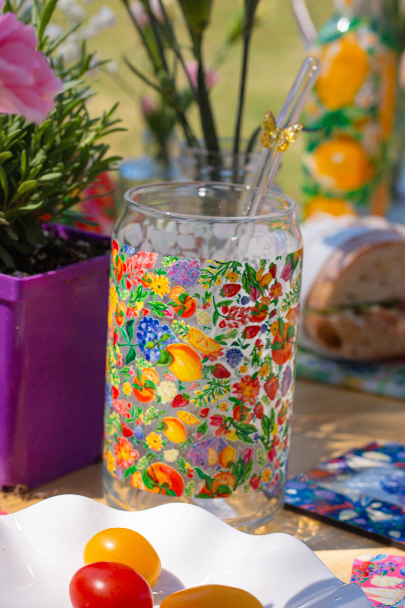 Citrus Garden Can-shaped glass